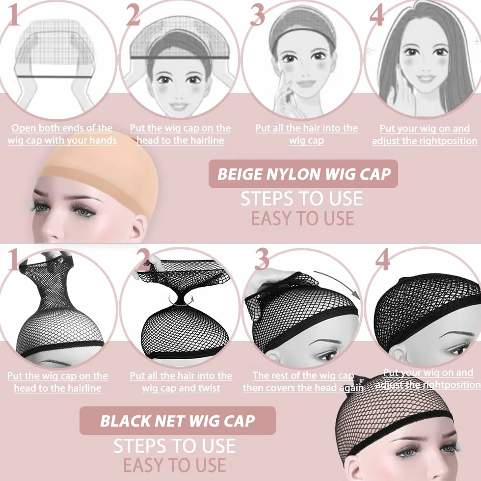 Gorros de Peluca Redecilla Elástico Transpirable Unisex 6 Piezas