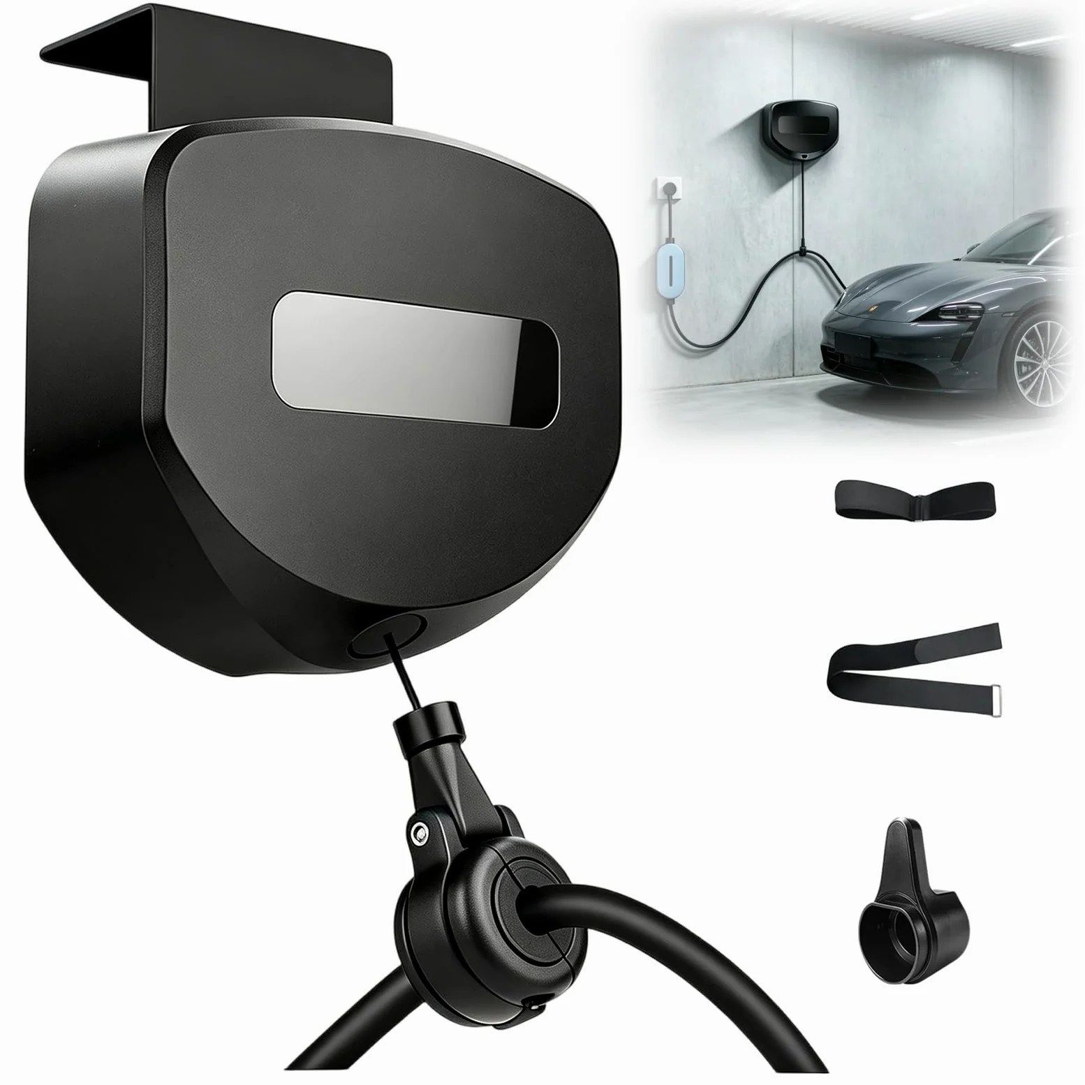 Soporte retráctil automático para cables de pared para cable de carga de vehículos eléctricos, carrete de cable, soporte de carga automático tipo 2, tipo 1, soporte de pared y techo