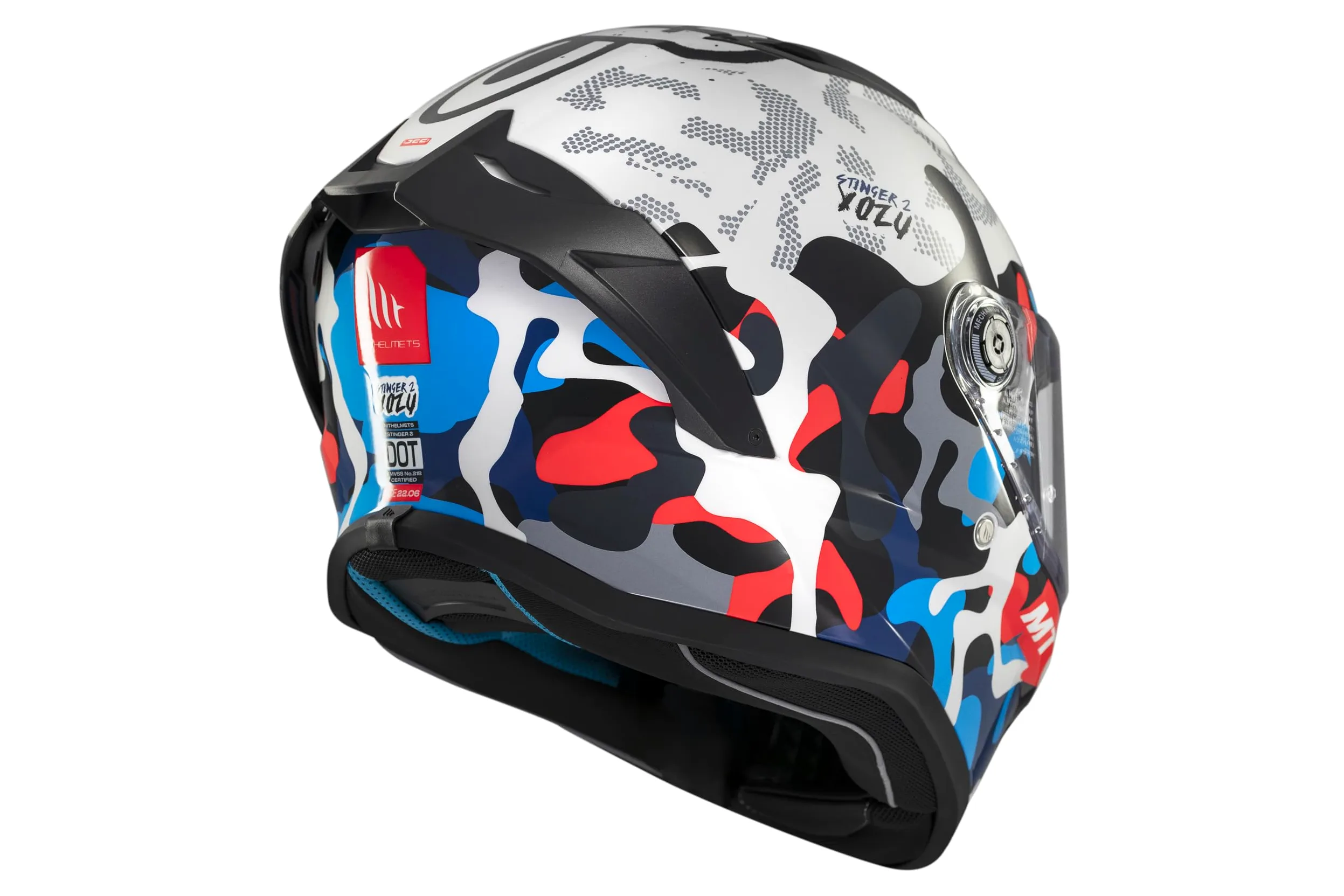 MT Helmets Stinger 2 – Casco Moto Integral Deportivo con Pantalla Antivaho Compatible con Pinlock, Visor Solar Full Vision, Interior Lavable y Calota HIRP | Homologado ECE 22.06 & DOT