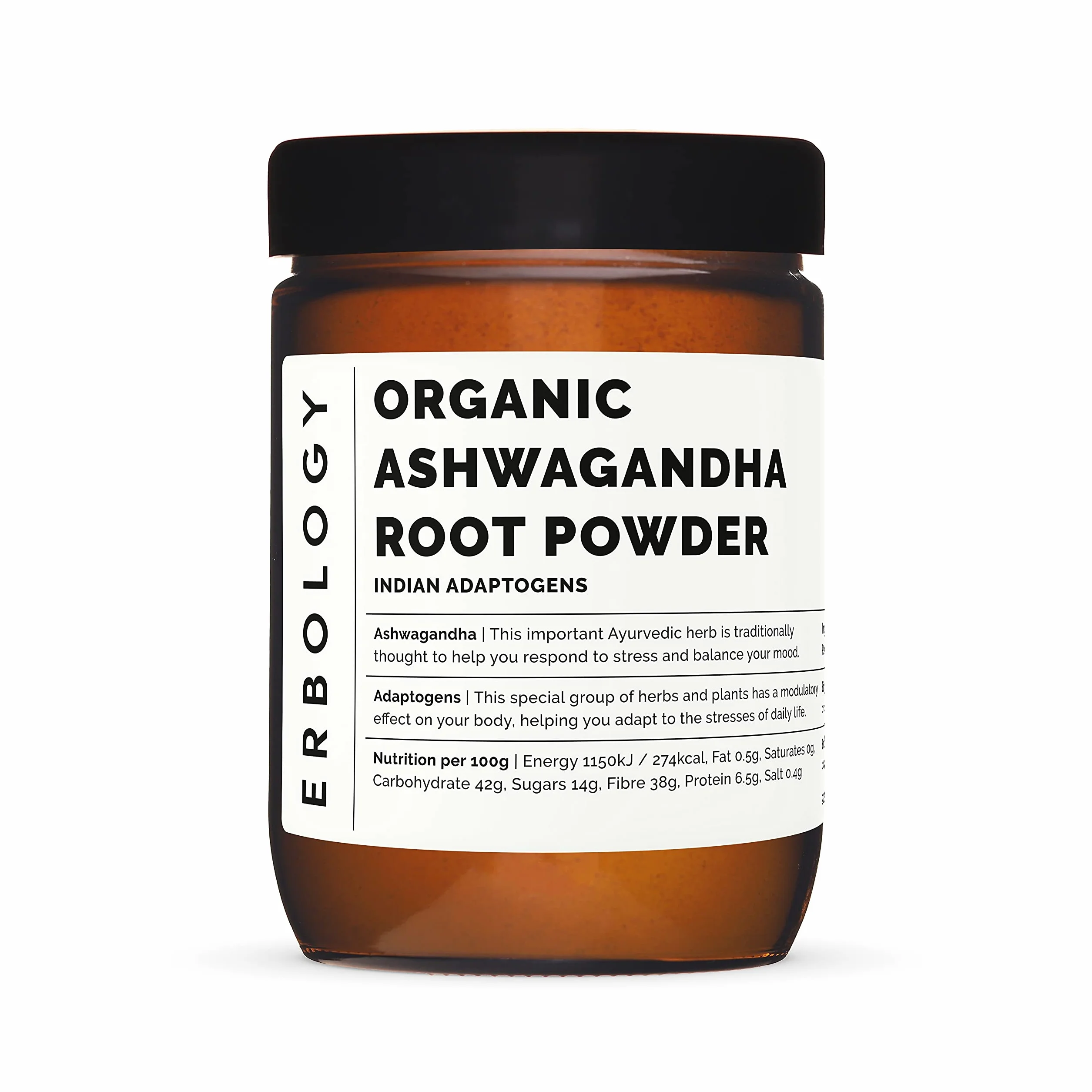 Erbology Ashwagandha en polvo orgánico 90 g – 45 porciones – Rico en Withanólidos – Vegano