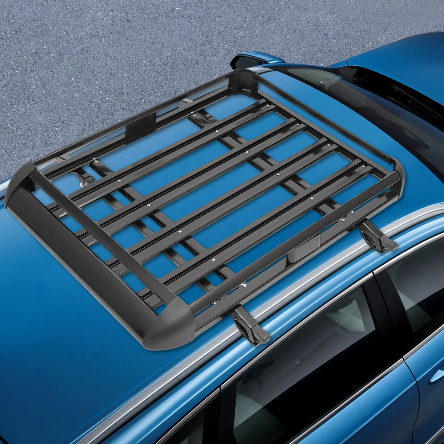 Barras de techo universales, de aluminio ligeras, barras de techo universales para portaequipajes de SUV, hasta 68 kg/150 lbs, tamaño del soporte de techo 127 x 97 cm
