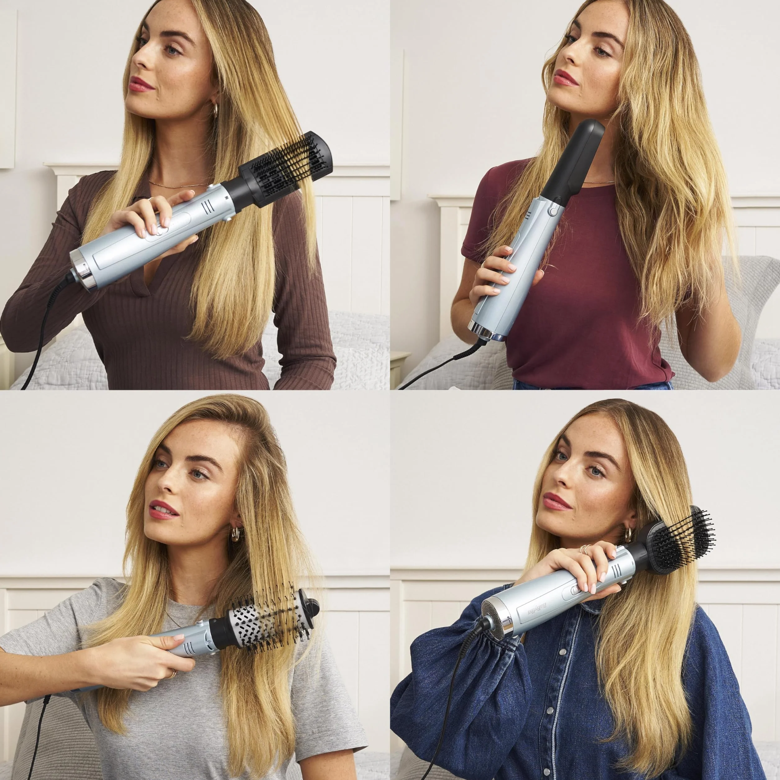 BaByliss Hydro Fusion AS774E Cepillo secador de pelo 4 en 1 Antiencrespamiento Azul