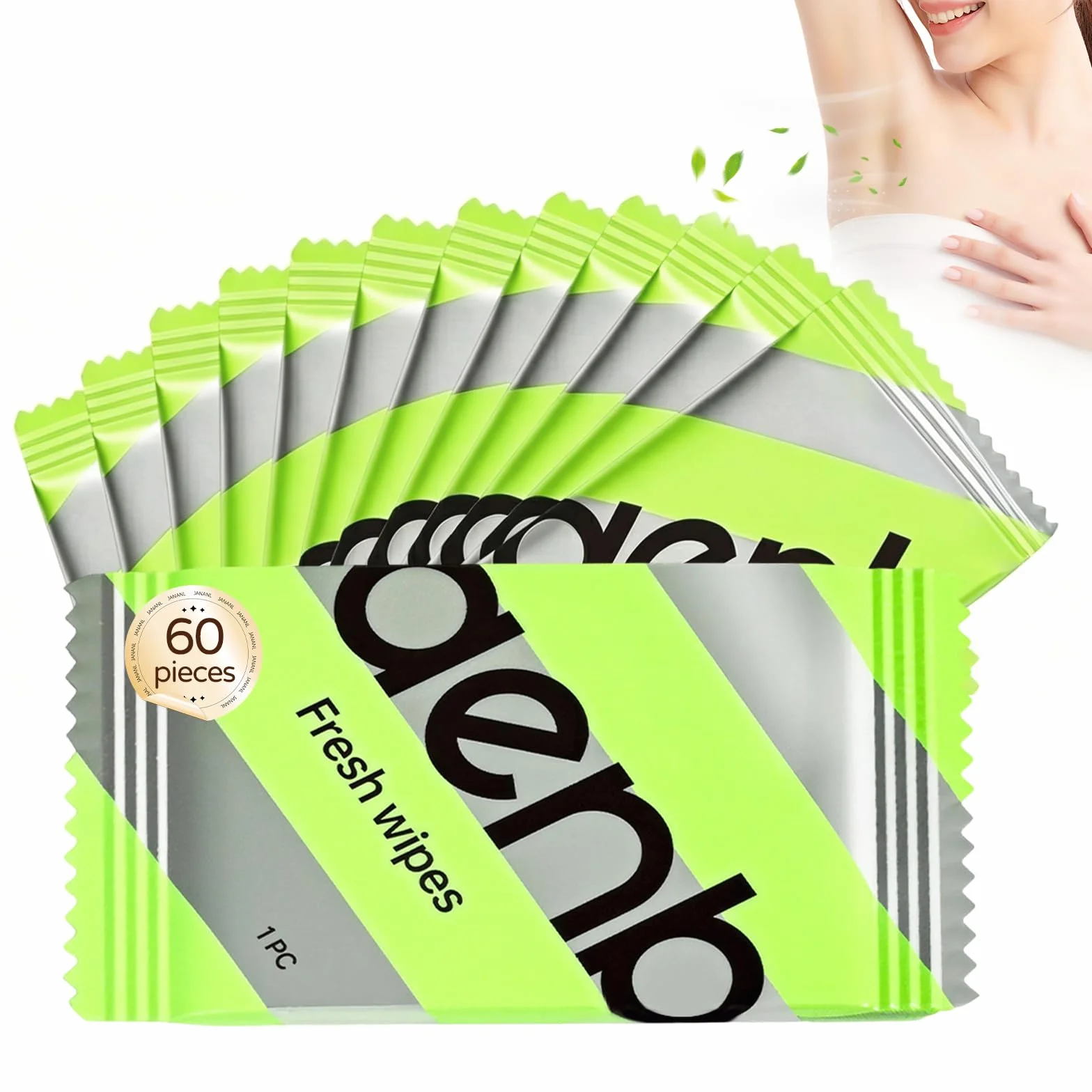 60 Piezas Toallitas Desodorantes Antitranspirantes,Toallitas para Control de Sudoracion Axilar,Toallita de Limpieza Refrescante para Actividades al Aire Libre,Para Mujeres y Hombres