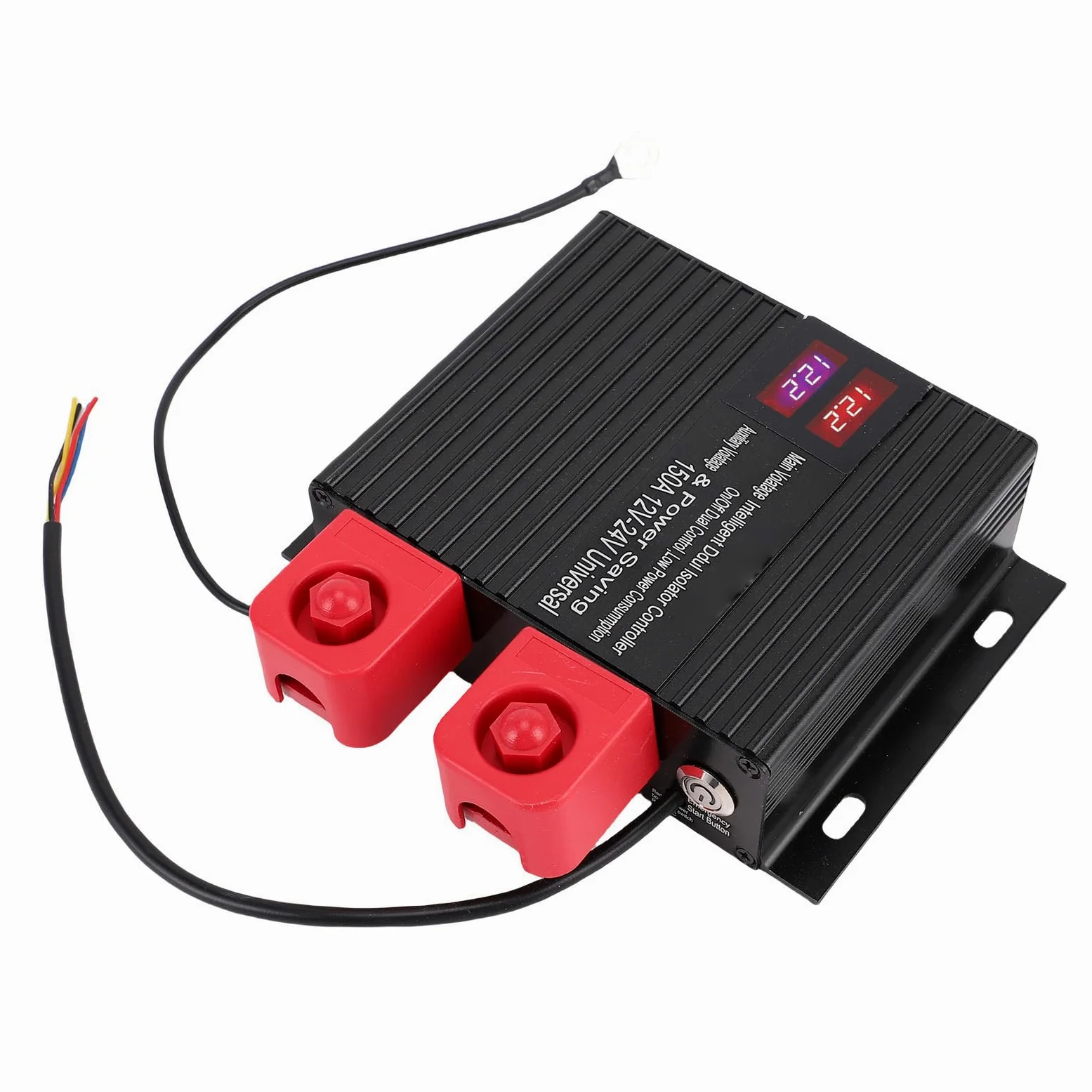 RiToEasysports Aislador Inteligente de Batería Dual, VSR Inteligente de 12 V 24 V en Aleación de Aluminio, Pantalla de Voltaje LCD, Desconexión Automática de 5 Segundos, Arranque de Emergencia, para
