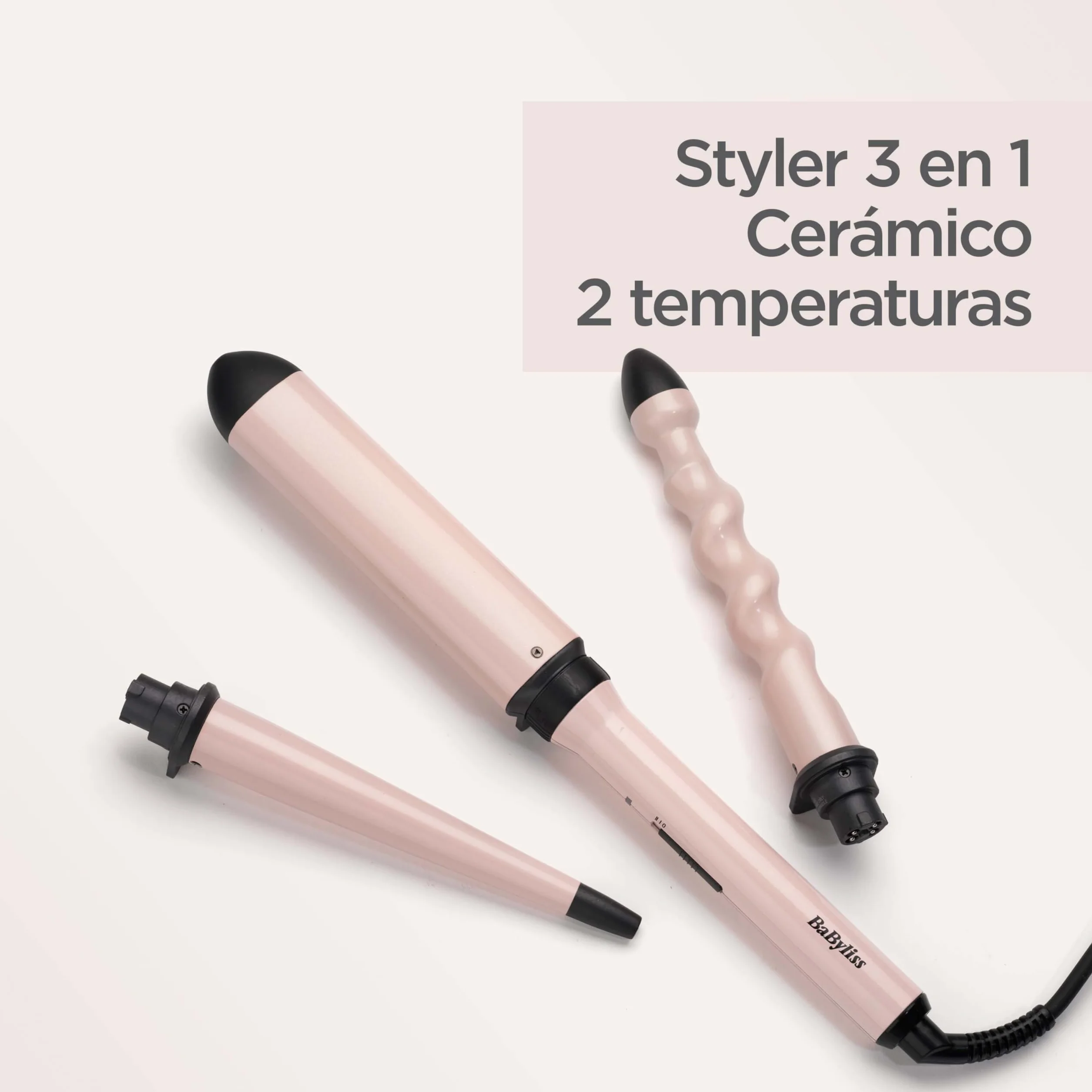 BaByliss MS750E Multistyler Curl & Wave Trio, 3 accesorios, 180°C-210°C