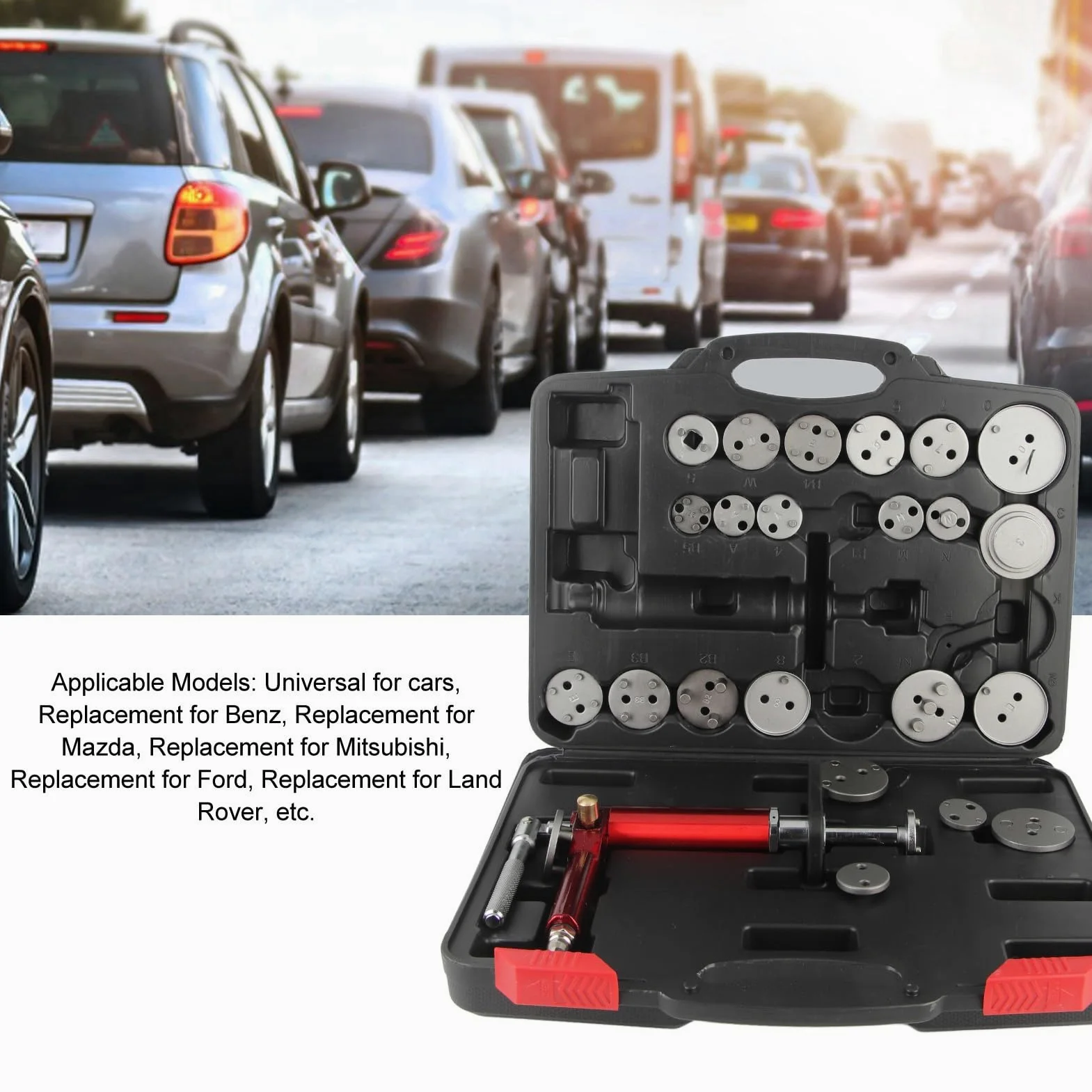 aqxreight Kit de Herramientas de Retroceso de Pistón de Freno de Acero 45 Juego de Rebobinado de Pinza Neumática Universal para un Mantenimiento Eficiente de los Frenos en Automóviles, SUV y Más