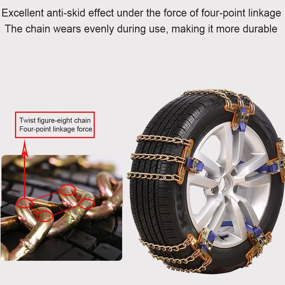 Cadenas de Nieve, Cadenas Antideslizantes para Neumáticos, Universales para Coche, SUV y Camiones, Acero Endurecido