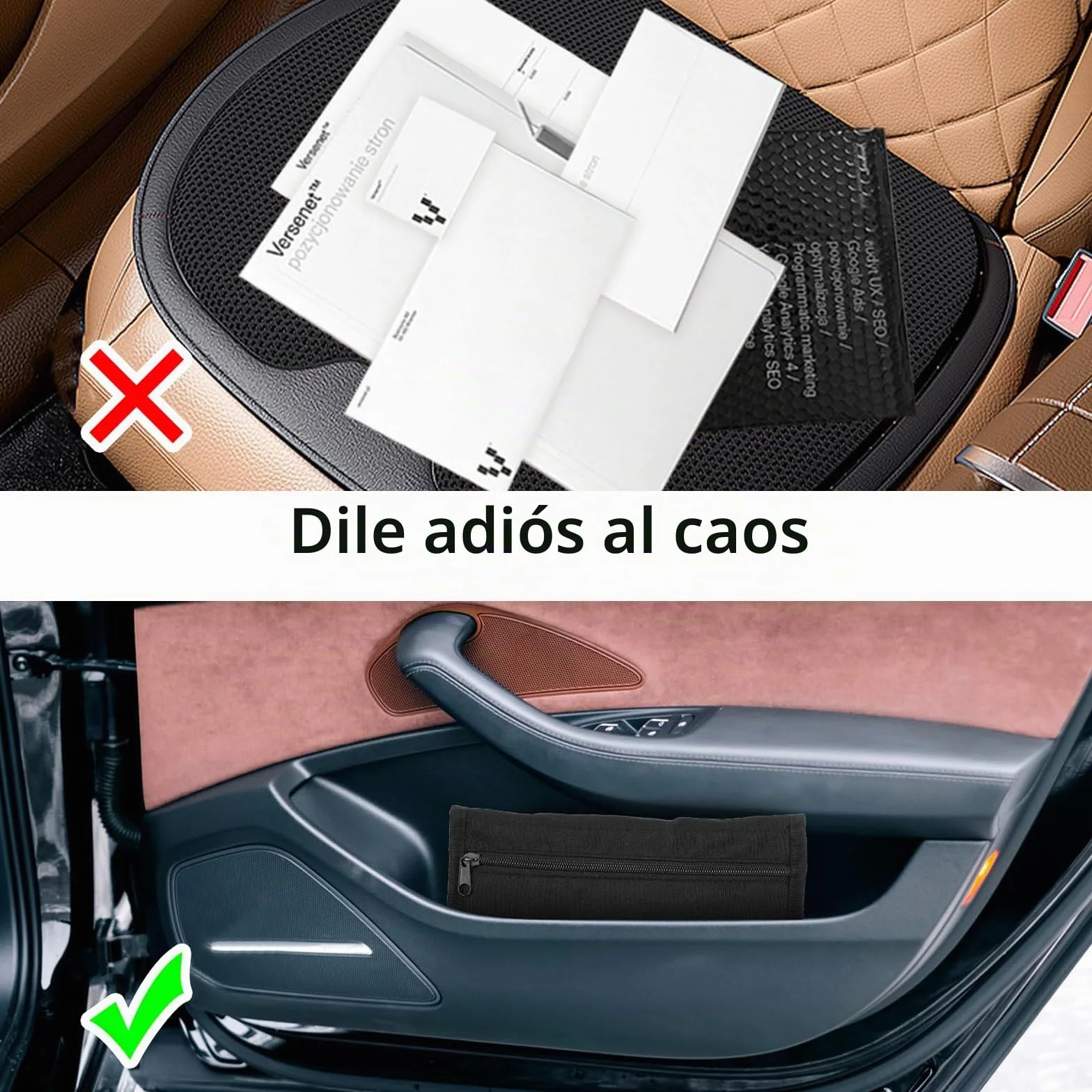 Carpeta de Guantera para Coches, 24 x 17,5 cm Organizador de Guantera, Organizador de Guantera Portátil para Coche, Cartera Organizadora de Guantera, Multiusos Bolsa Con Cremallera de Coche