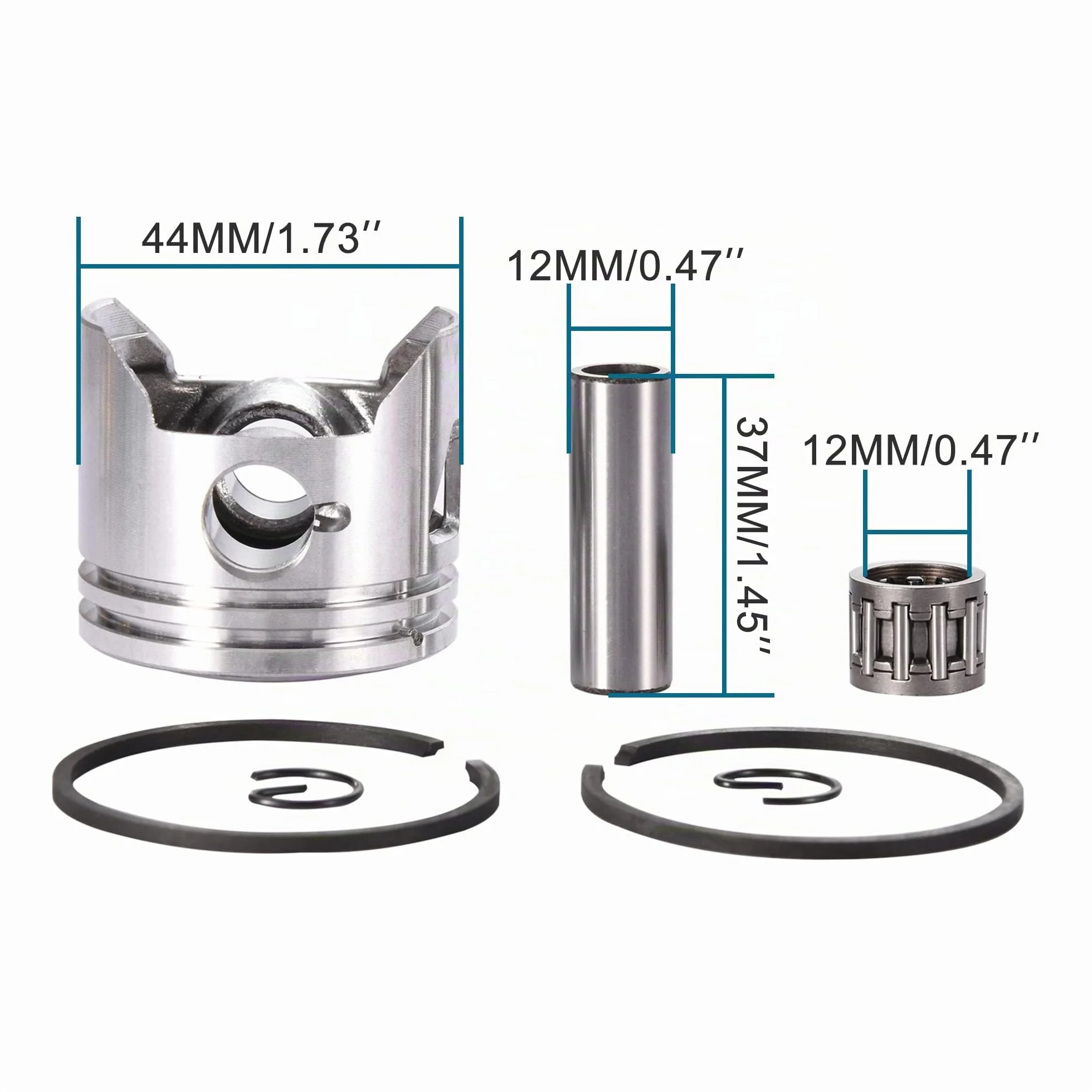 GOOFIT 44mm Cilindro Carburador Filtro de Aire Bobina de Encendido Conjunto de Gran Orificio Kit Superior de Pistón Reemplazo para 47cc 49cc 50cc 53cc 54cc Bolsillo Bicicleta ATV CRX50 Coyote Rojo