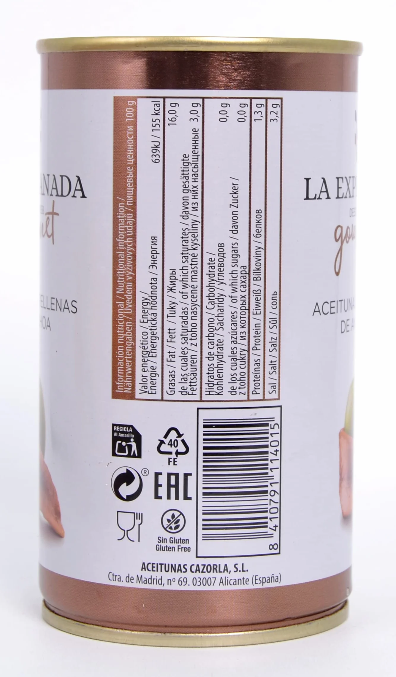 Aceitunas rellenas de anchoa La Explanada Gourmet 350 g pack 15 unidades
