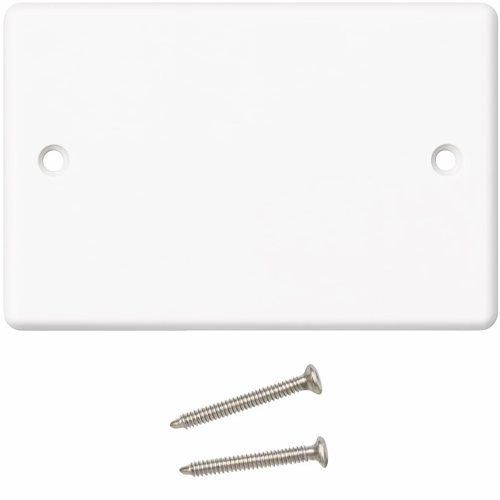 Placa Frontal Doble 2 Bandas para Enchufes Eléctricos Caja Trasera Blanca con Tornillos