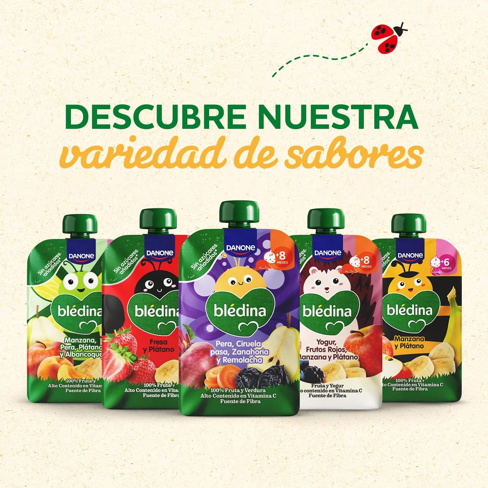 Blédina Bolsitas de Pera, Ciruela pasa, Zanahoria y Remolacha para Bebé Pouch 100% Fruta y Verdura Sin Azúcar Añadido Alto Contenido Vitamina C Fuente de Fibra Pack 6x100g