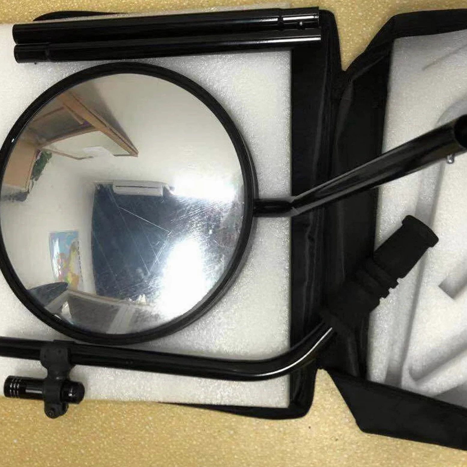 Espejo de inspección de bajos de vehículos - Espejo de seguridad de 30 cm de diámetro con ruedas, luz LED, equipo visual para vehículos con mango telescópico para talleres mecánicos, mecánicos e insp