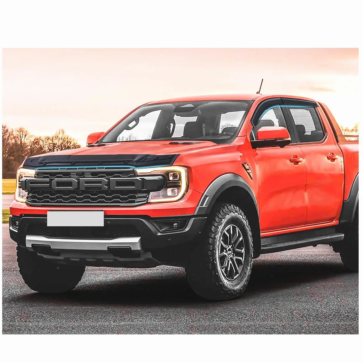Protectores de capó y Deflectores de Viento Accesorios para Ford Ranger 2023-2024-2025 T9 Raptor Wildtrak Platinum XL XLT Limited Tremor Wildtrak X