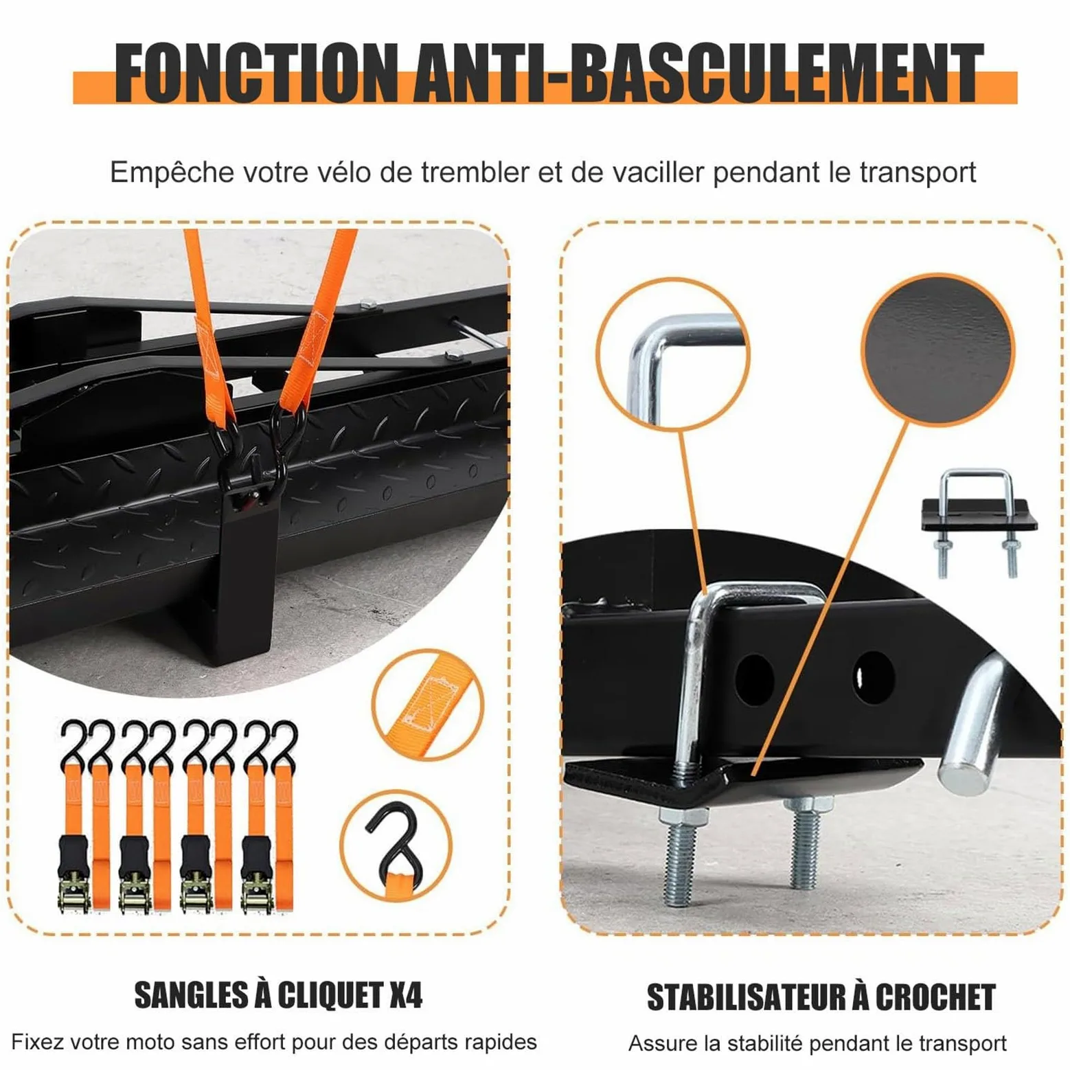 Portamotos de Enganche con Rampa de Carga, Capacidad de 272 Kg - Transportador de Motos de Cross y Scooters para SUV y Camionetas - Incluye Receptor de 5 Cm