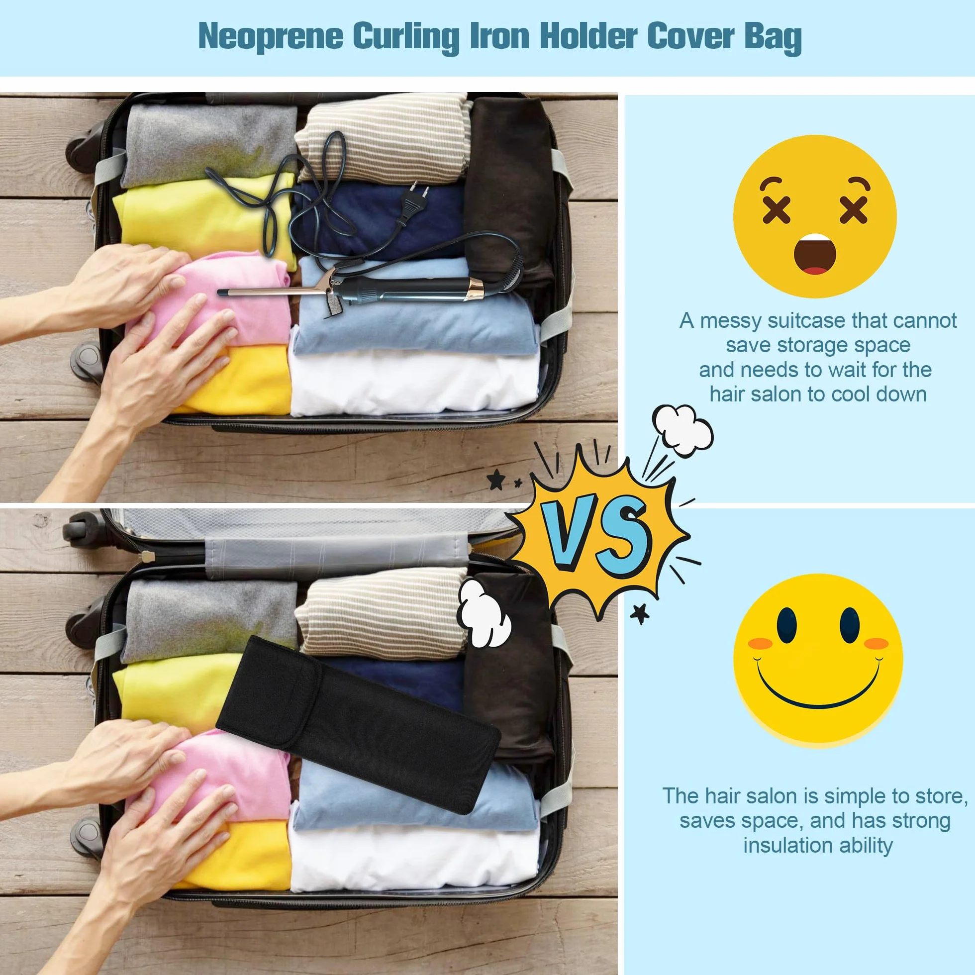 BASELIFE Funda de neopreno impermeable para plancha de pelo