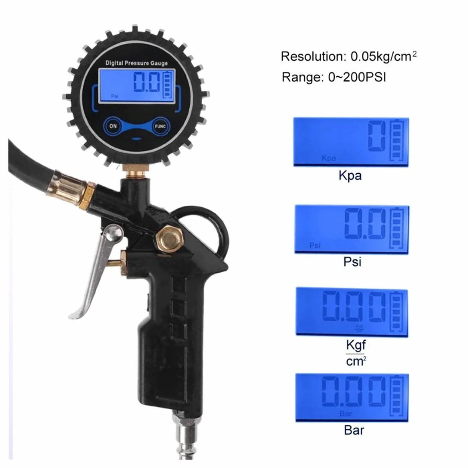 Indicador de presión de neumáticos de Pantalla, probador de neumáticos Digital, manómetro de presión de Aire, acoplador de conexión rápida para Coche, camión, Motocicleta