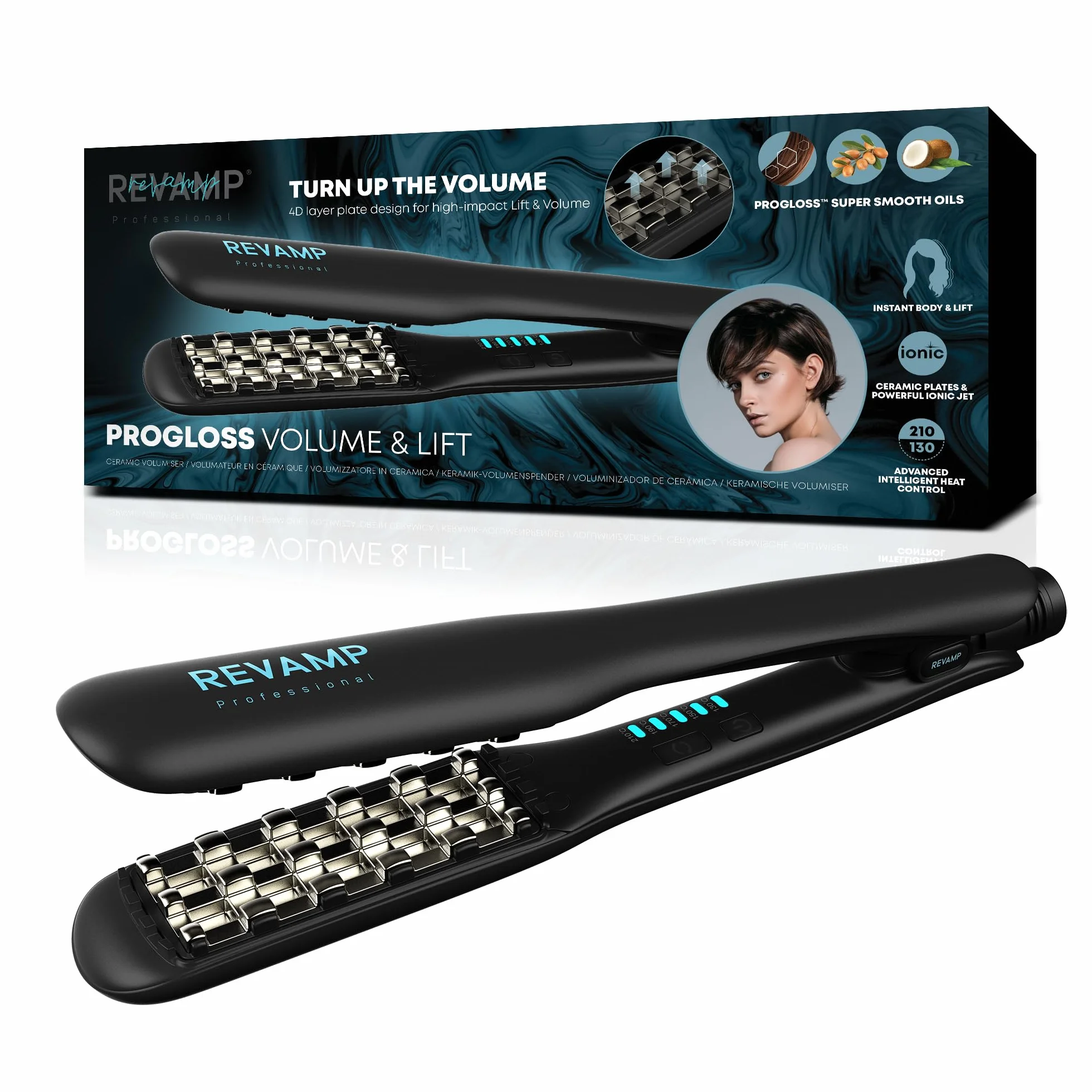 Revamp Progloss Voluminizador Cerámico 4D Moldeador de Cabello con Placas