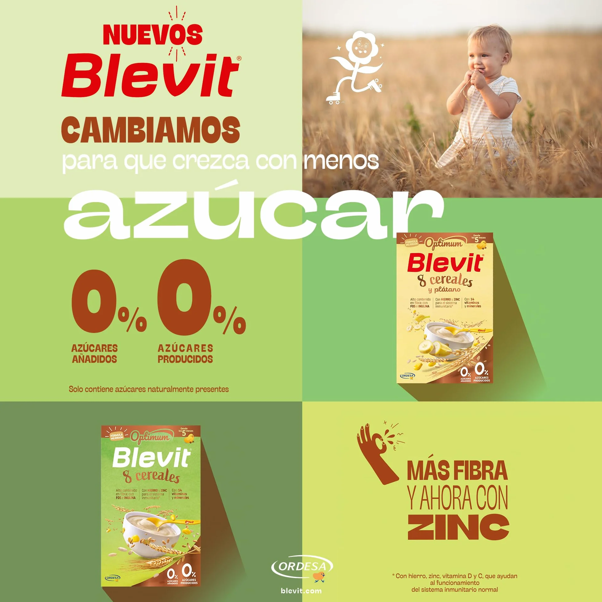 Blevit Optimum 8 Cereales 250g Papilla Bebé 5 meses 92% Cereales Vitaminas Minerales Fibra
