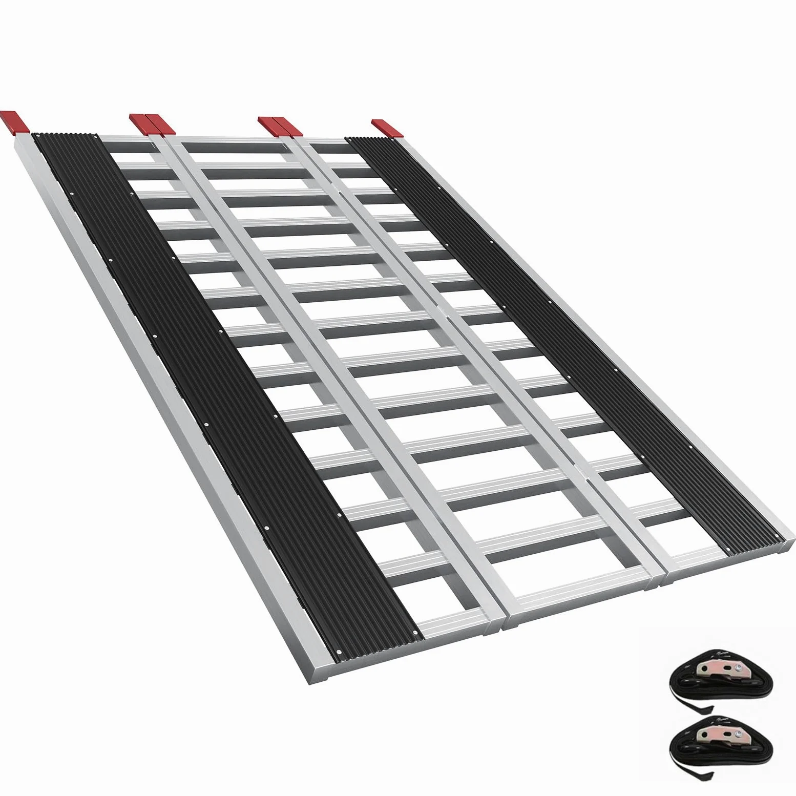 Garvee Rampa Plegable Aluminio 6061 3 Secciones 680 kg | Rampa aluminio 6061 plegable 3 secciones. Capacidad 680 kg, con funda de goma roja. Para carga de moto y vehículos.