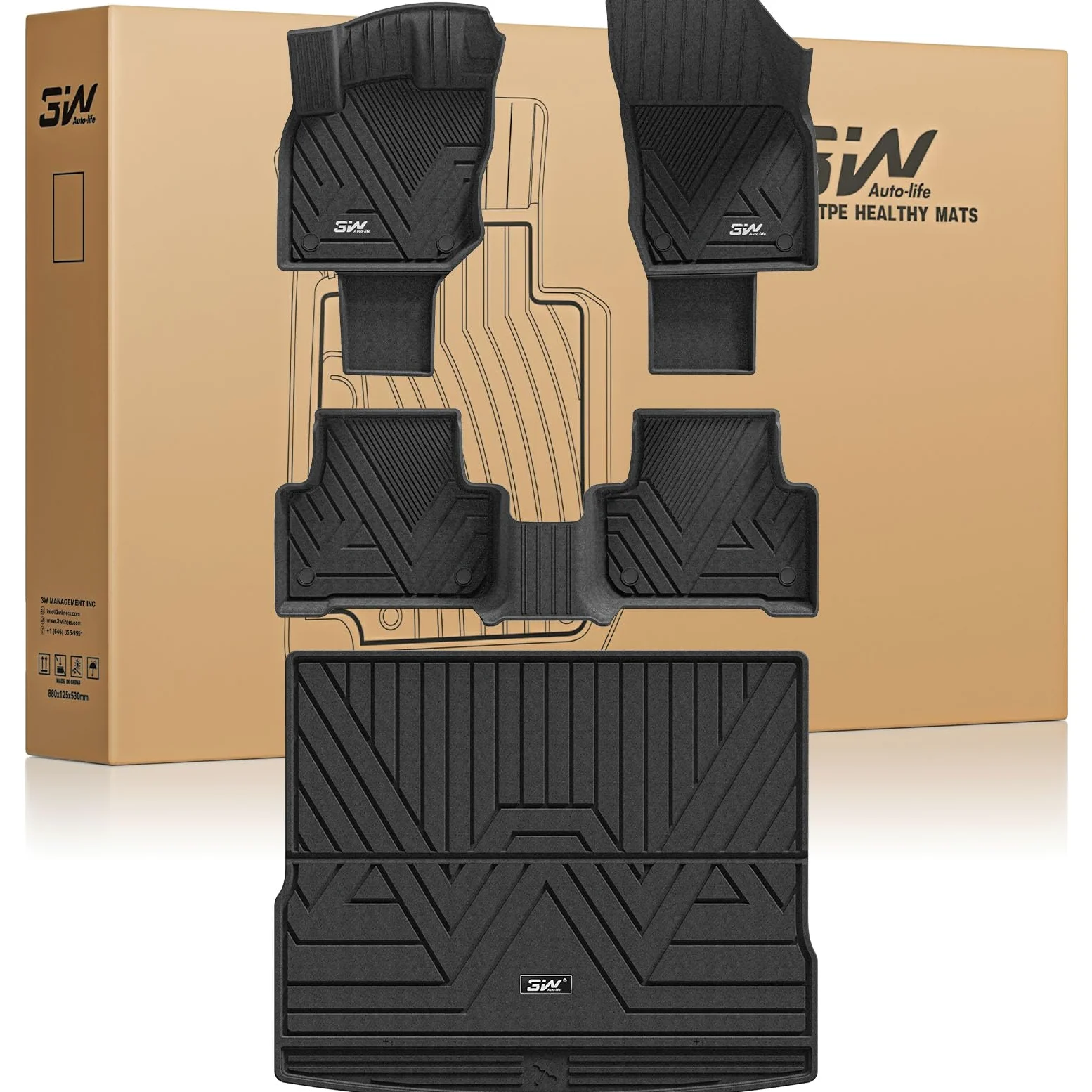 3W Alfombrillas de Coche y Maletero Compatible con Volkswagen Tiguan 3 2025 2026(no para PHEV),Thorex™ Alfombrillas para Todo Tipo de Clima para Volkswagen Tiguan la 1ª y 2ª Fila Juego Completo | No apto para PHEV, Thorex™, fácil de limpiar, para todas la