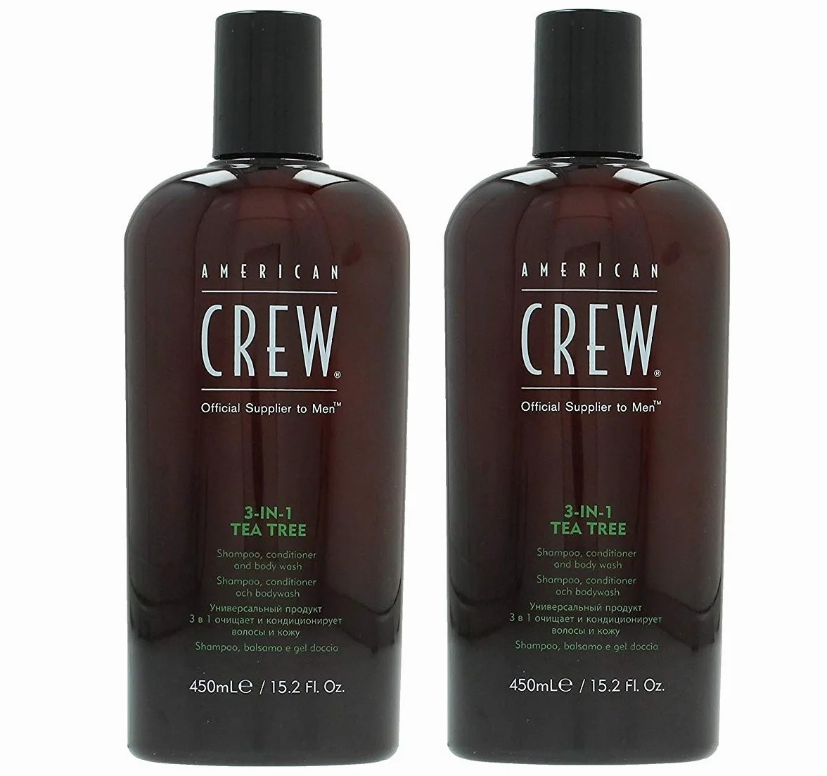 American Crew Tea Tree 3 en 1 Champú, Acondicionador, Bodywash 450 ml