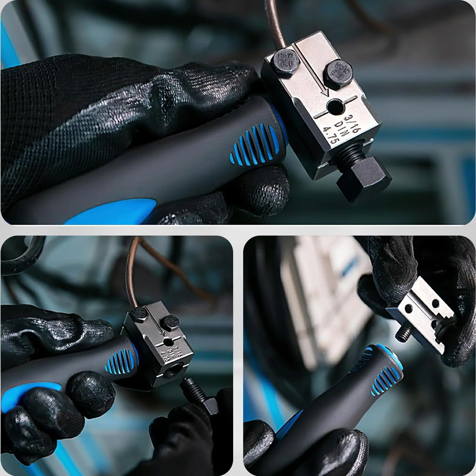 Cable de freno, herramienta para rebordear para líneas de freno de coche de 4,75 mm y 3/16", compatible con DIN, kit universal para tubos de cobre, níquel y acero, herramienta robusta para coche