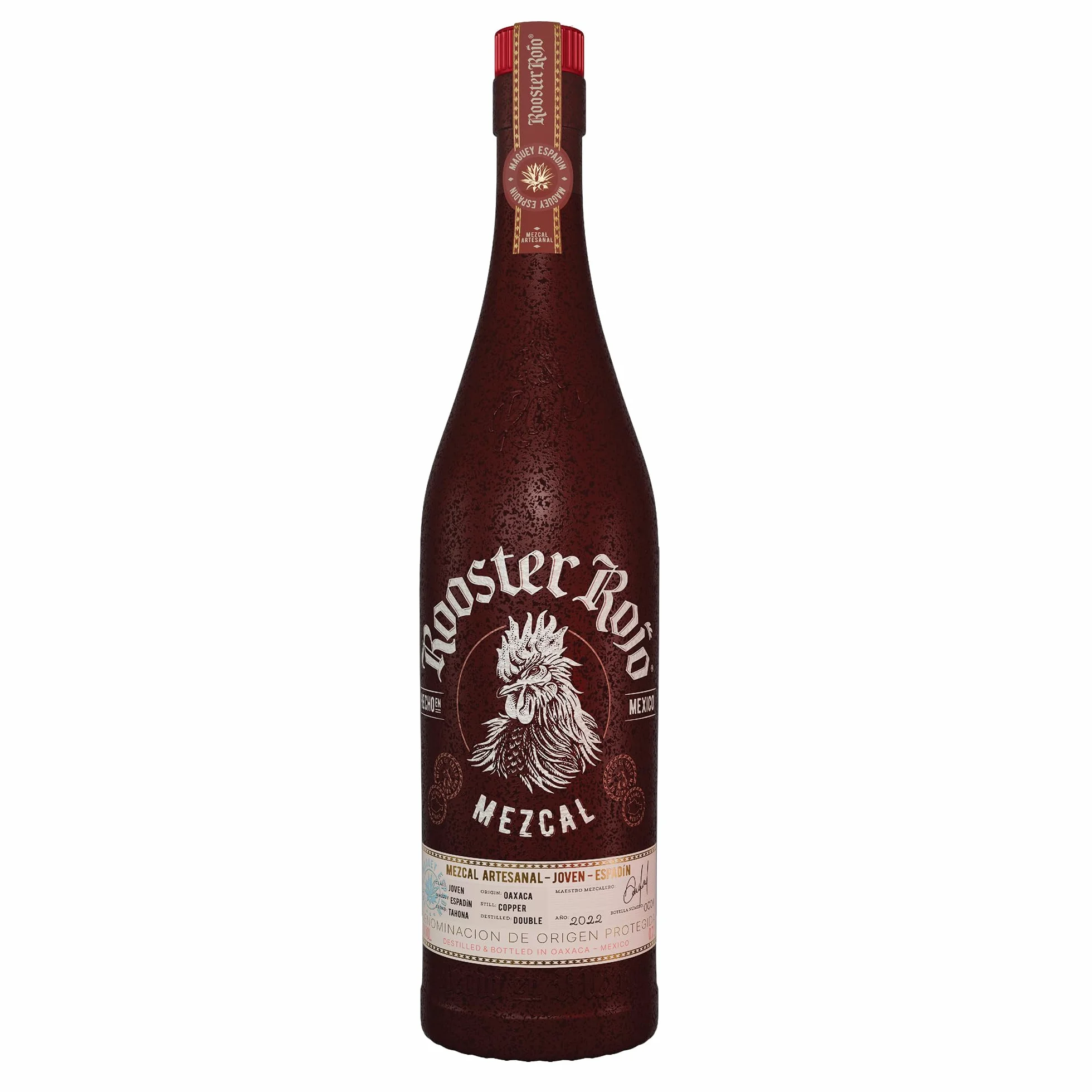 Rooster Rojo Mezcal 100% Agave Espadín Artesanal Doble Destilación 43% Vol 70cl
