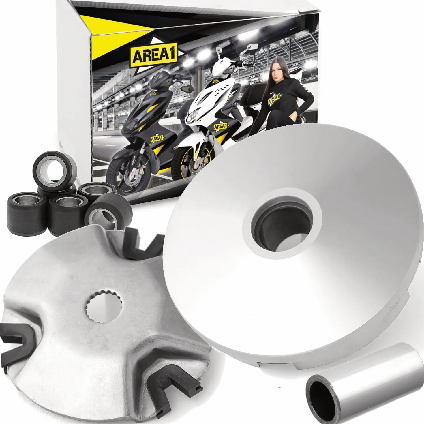 Area1 Juego de variador de repuesto de 13 mm, 50 ccm, 2T. compatible con Aerox Neos Jog BWs, Nitro Ovetto Mach G Booster, Motowell Crogen Magnet, Italjet,