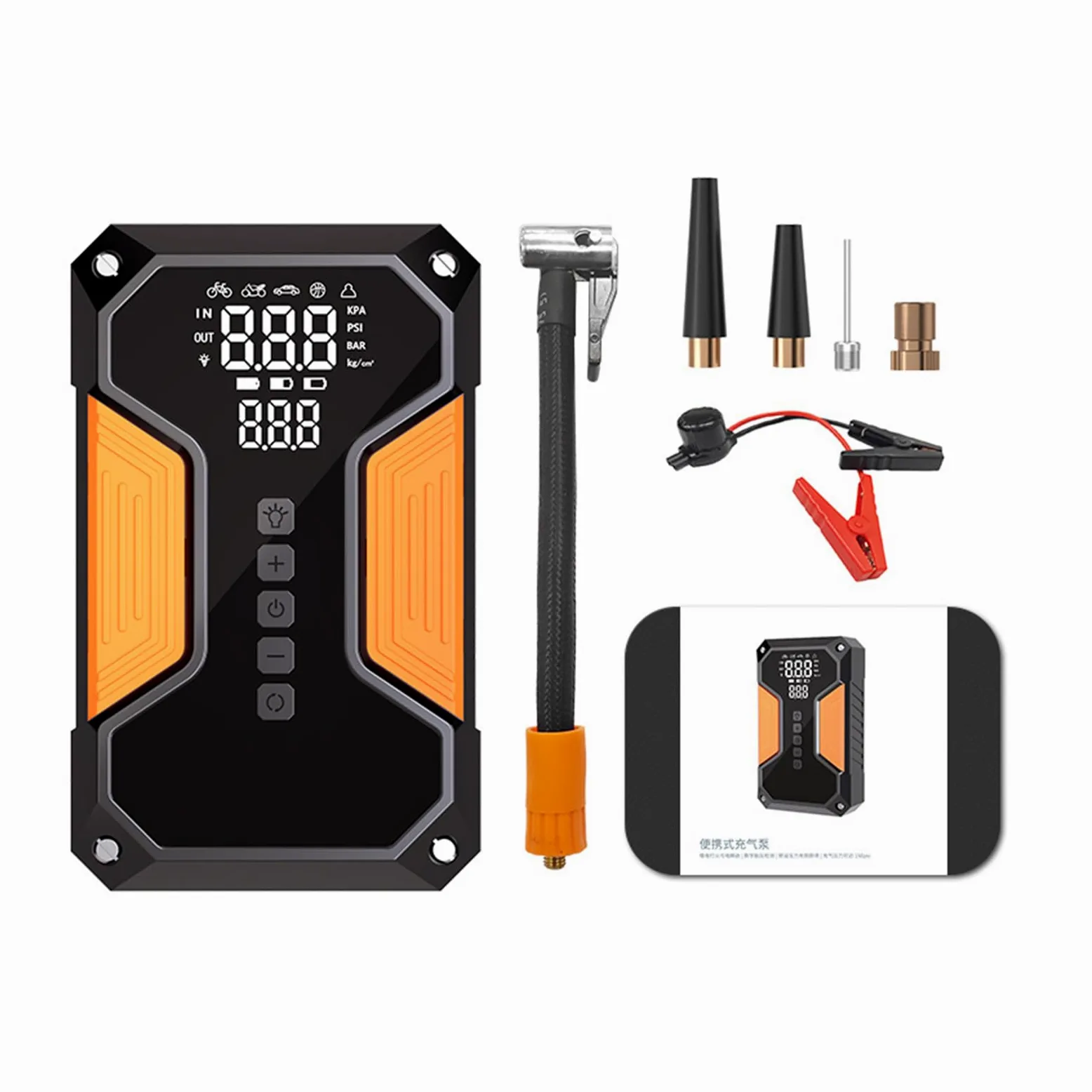 Monitor digital de presión de neumáticos, compresor de aire inalámbrico con batería, arrancador para auto y motocicleta, inflador de neumáticos de coche