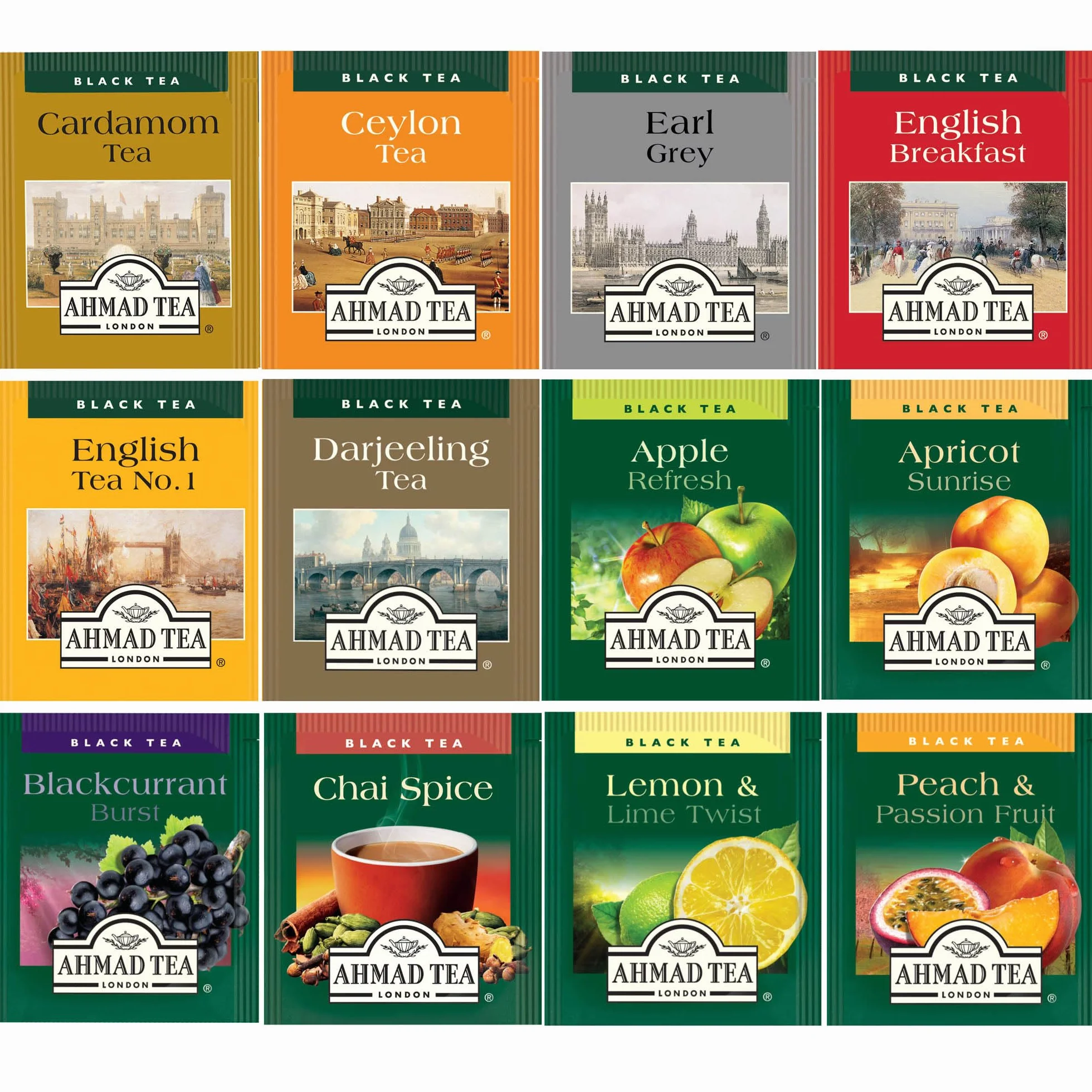 Ahmad Tea Té Calendario de Adviento 2025 - Calendario de Escritorio Plegable - 24 Bolsitas de Té Diferentes - 46,8g