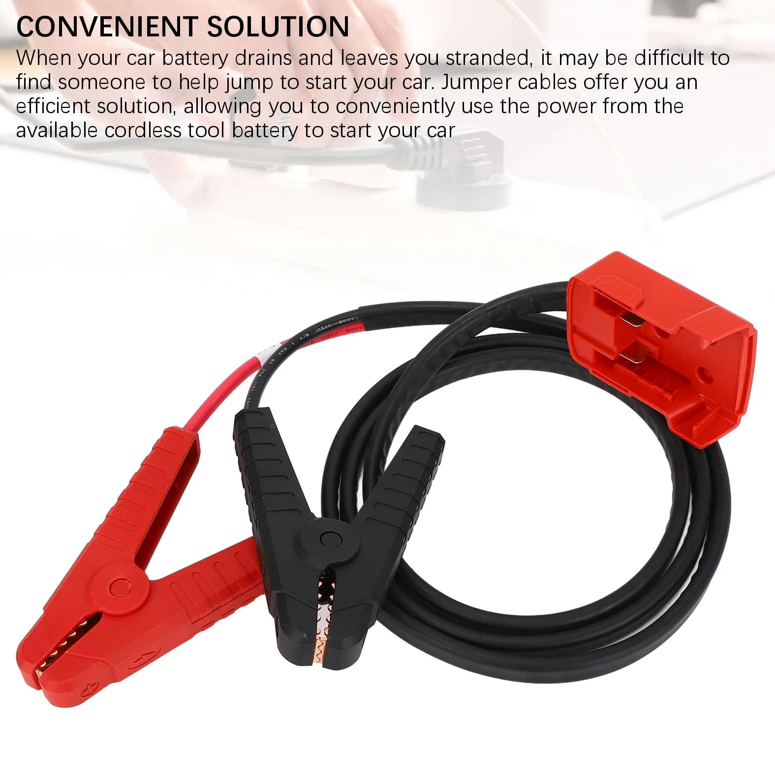 SIXRUN Cables de Puente con Adaptador ABS 8AWG Cable de Arranque de Automóvil para Batería de Iones de Litio de 18 V Arranque de Emergencia para Motores de Gasolina Diésel y Propietarios de Vehículos