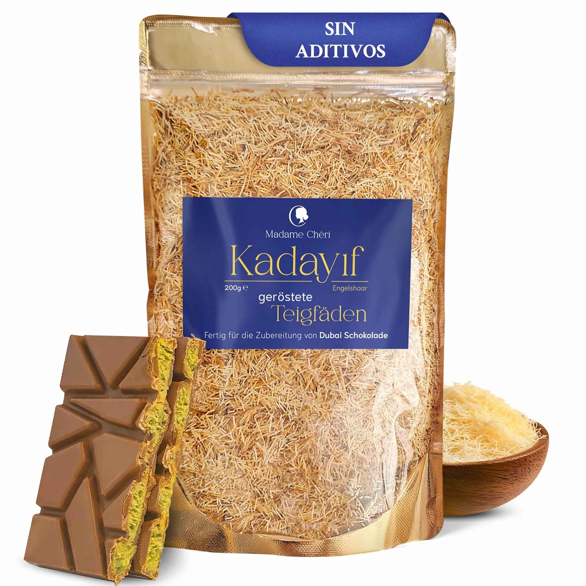 Madame Chéri Kadayif 200 g – Fideos crujientes dorados para chocolate de Dubái y postres