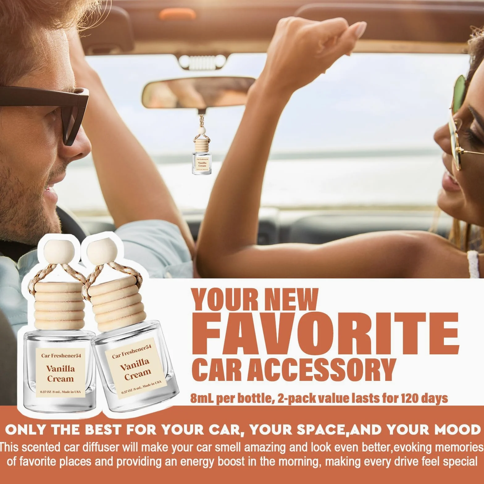 C CLASSY PERSONALIZED JEWELRY- Ambientador colgante para coche, difusor de aceites esenciales para coche, bonito ambientador para coche, ambientador duradero para coche, ambientadores para coche para