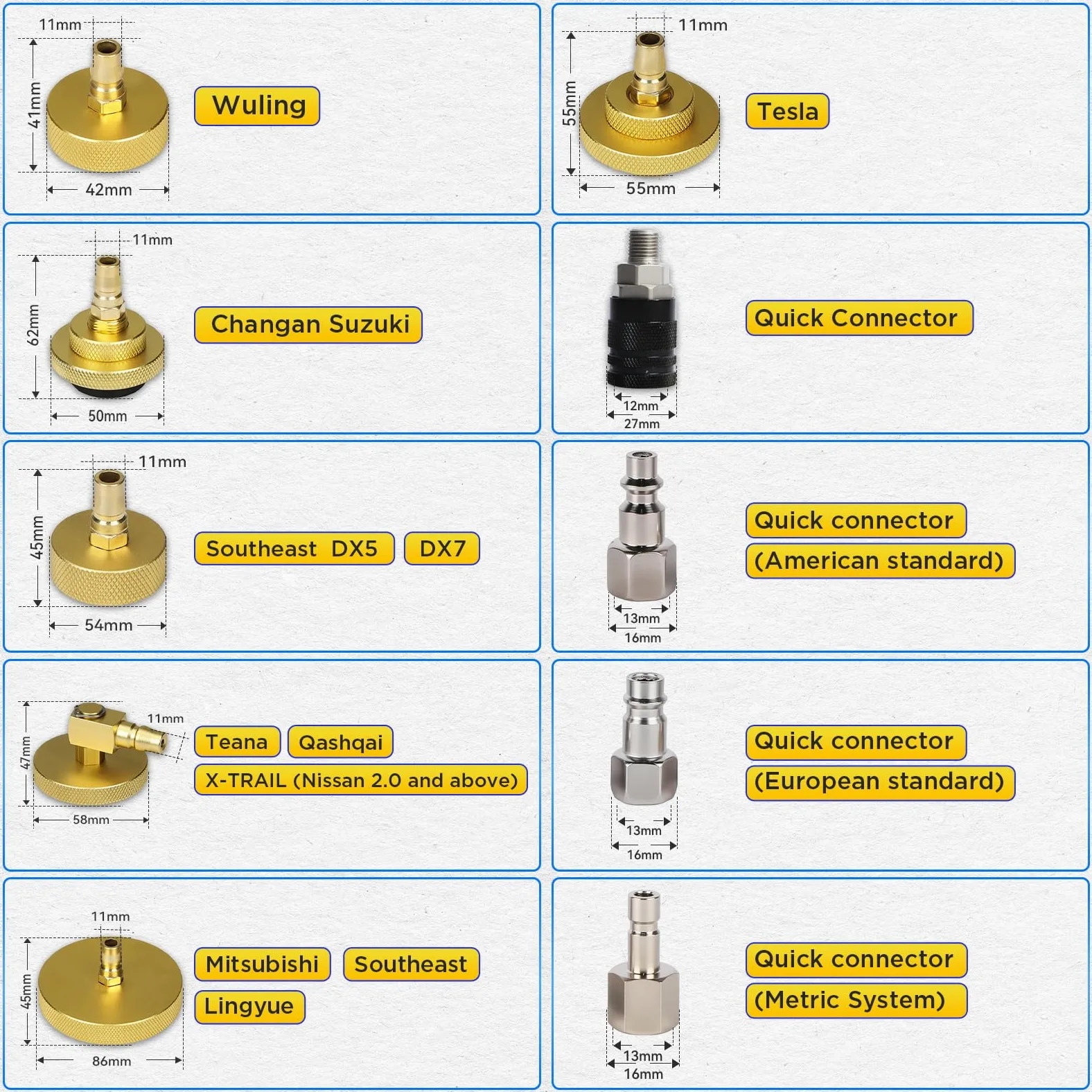 MRCARTOOL Juego de 17 Adaptadores para Purga de Frenos de Coche con 16 Purgadores de Frenos y 1 Acoplamiento Rápido, Juego de Herramientas de Purga de Cilindro de Freno Principal