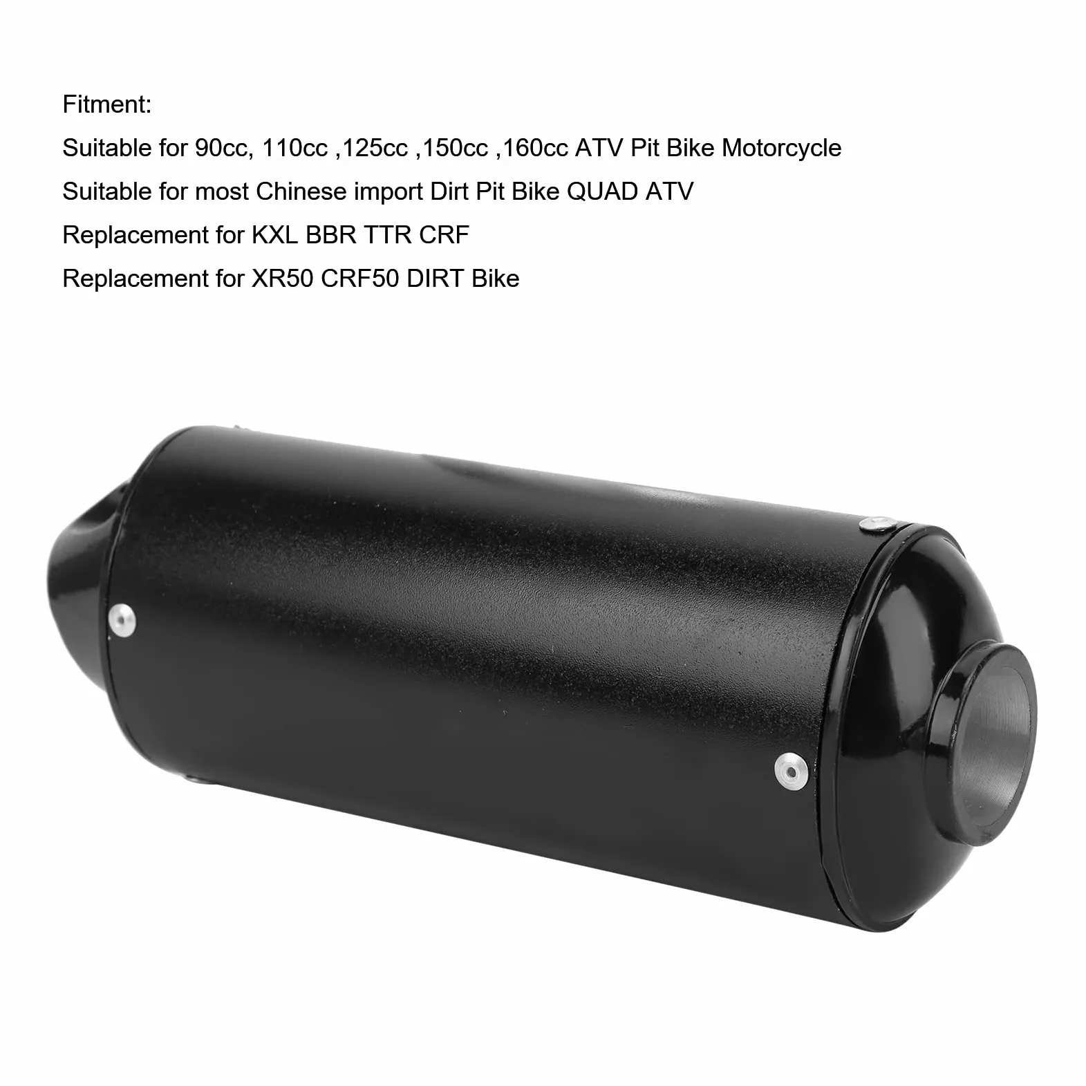 Fydun Tubo De Silenciador De Escape De 32 Mm / 1,3 Pulgadas Silenciador Del Silenciador De Escape Piezas De Modificación Negro para ATV Pit Bike