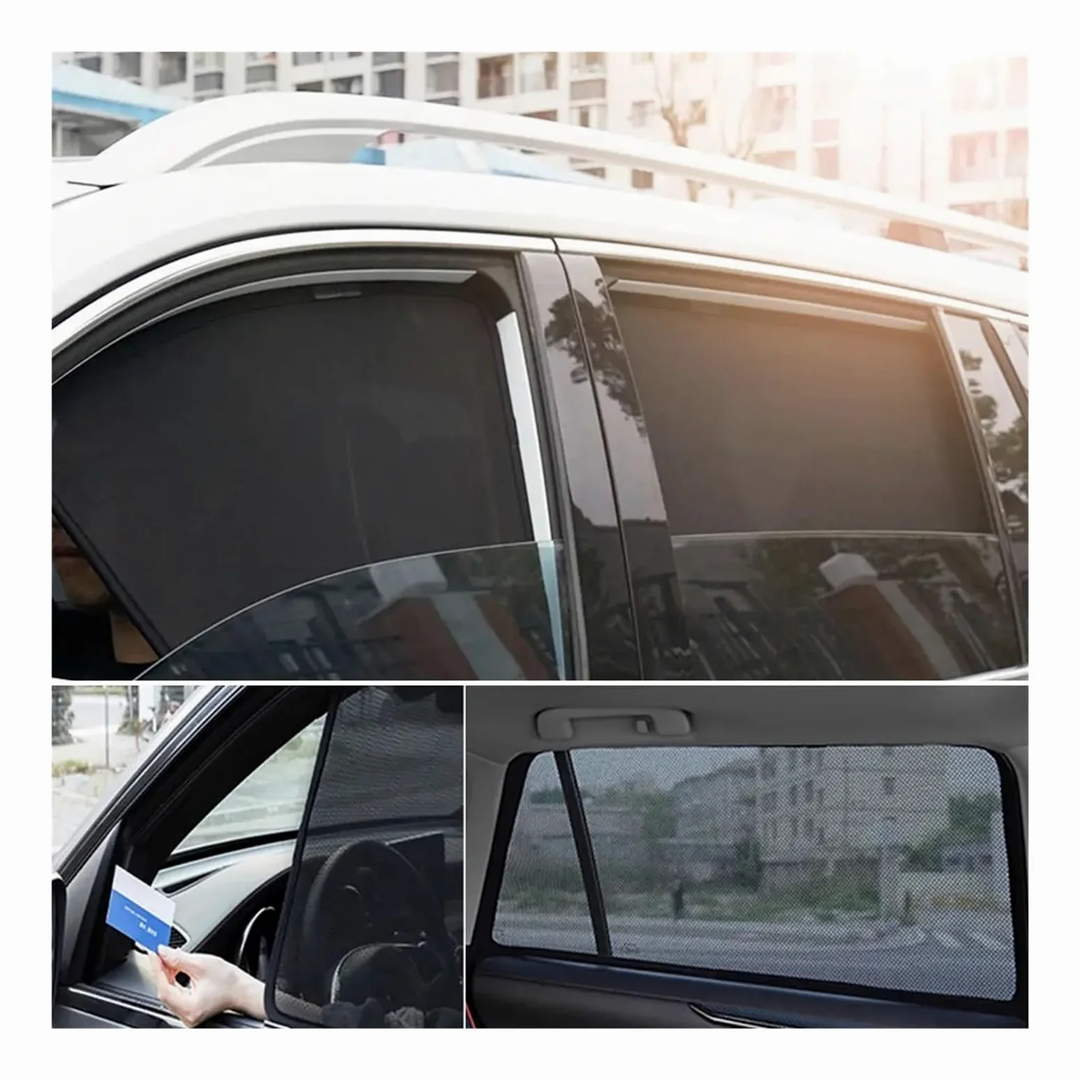 Parasol Ventanilla Coche Parasol para Parabrisas Delantero Y Trasero para X5 E70 2007-2013 Malla para Ventana Lateral De Verano Parasoles(4piece Side)
