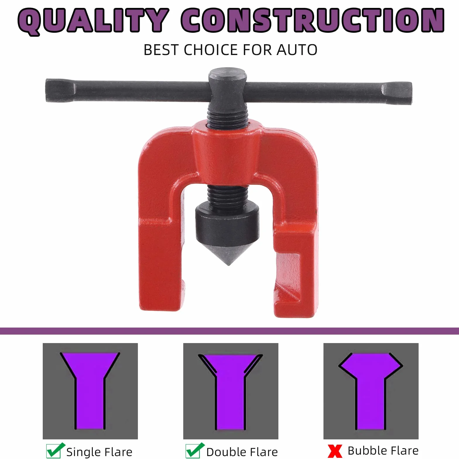 Swpeet Kit de herramientas de avellanado doble para automóvil de 3 piezas y juego surtido de curvador de tubo de 3 en 1 de 180 grados, herramientas de avellanado de línea de 5/8" 5/16" 3/16" 1/4" 3/8