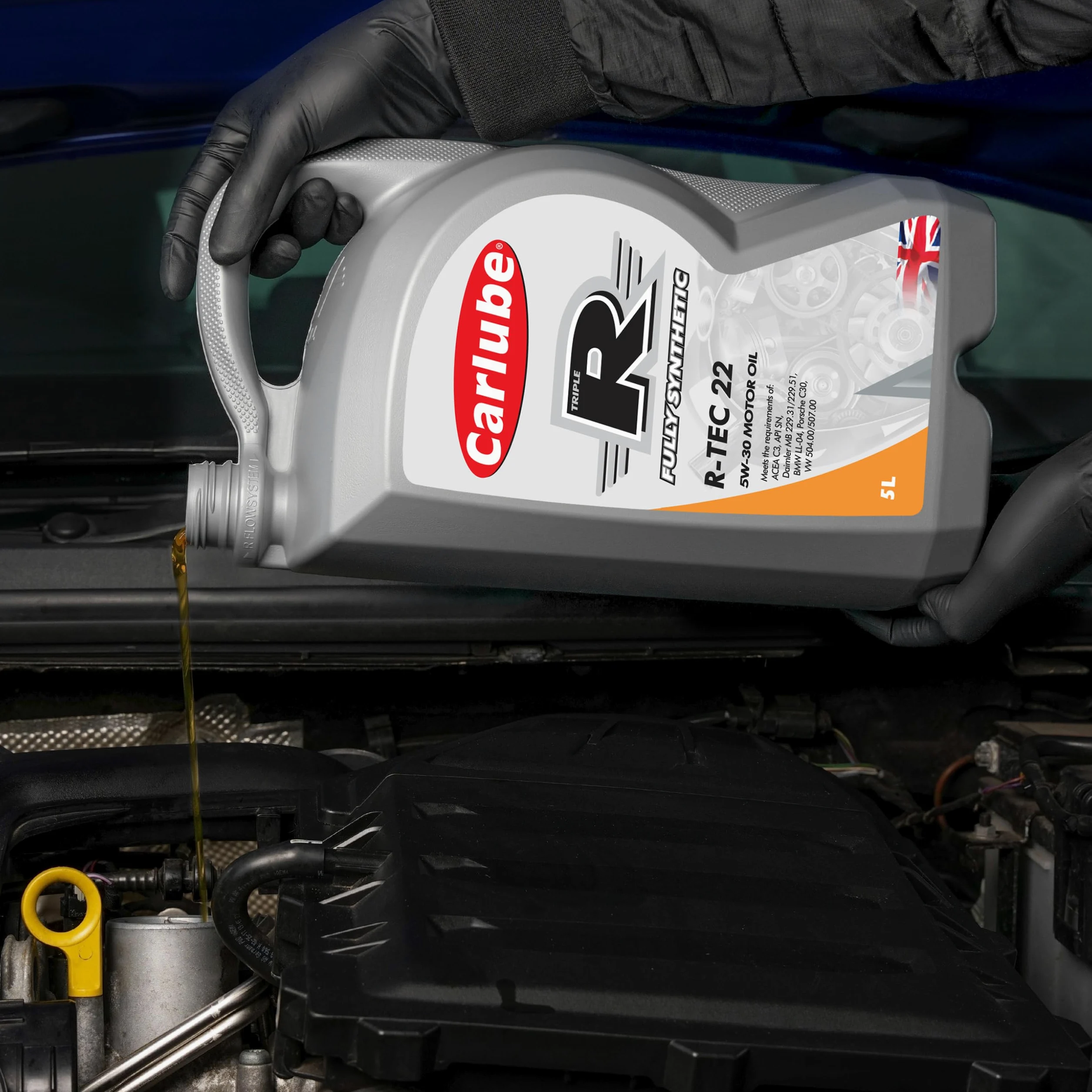 Carlube Triple R 5W-30 VW Aceite Totalmente Sintético R-TEC 22 para Porsche, Volkswagen y BMW, ACEA C3, API SP