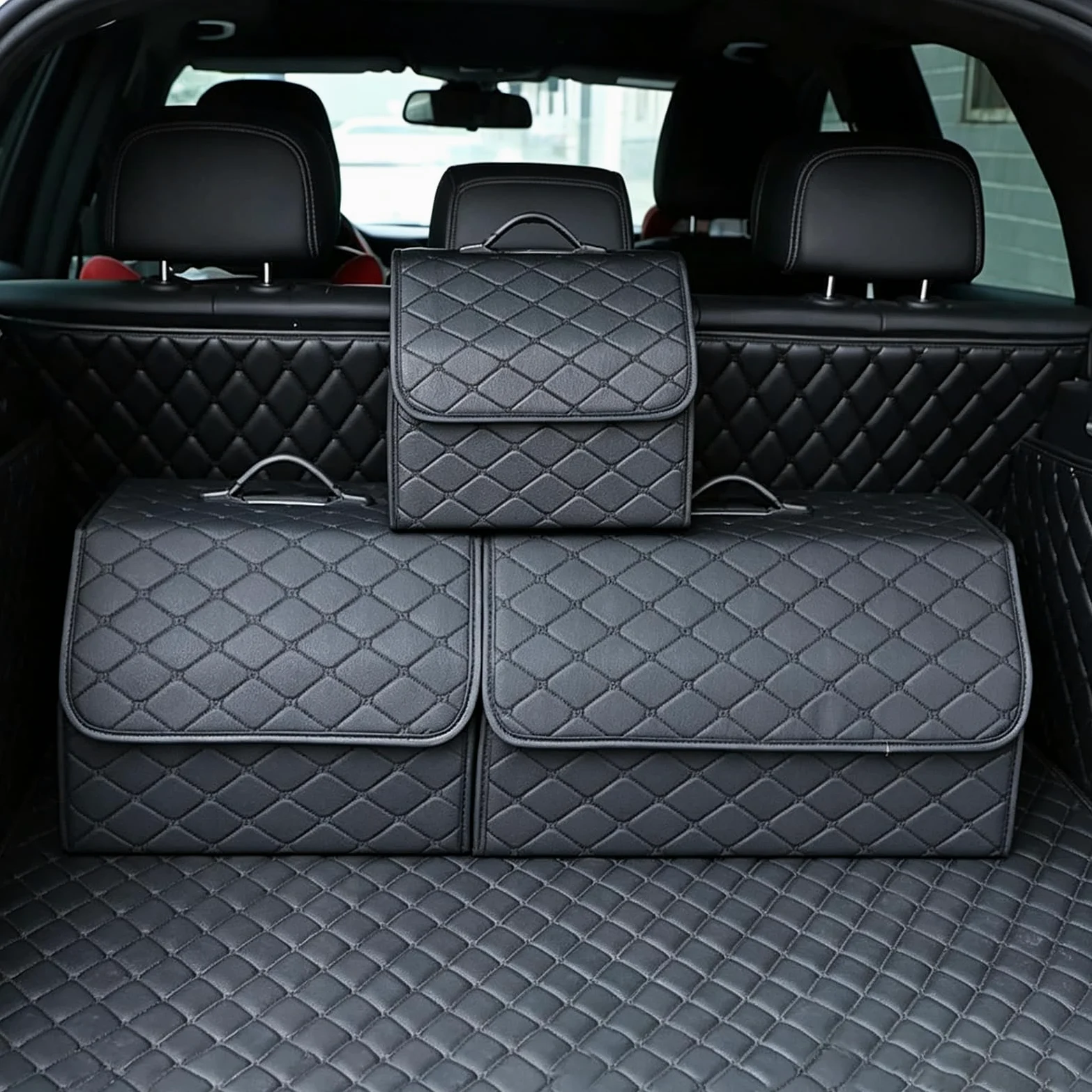 Organizador Maletero Coche, para Renault Clio 4 2014-2019 Caja Almacenamiento Plegable Bolsa Organizadora Cuero PU Impermeable Compartimentos,B-L