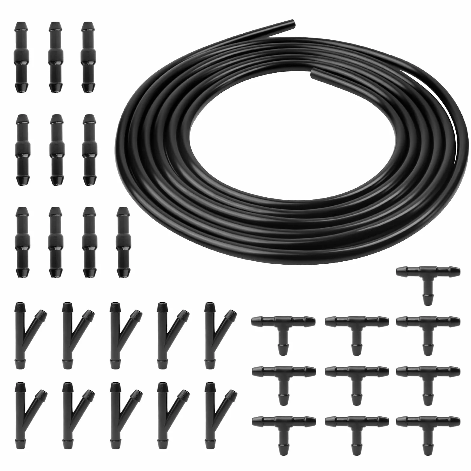 Kit de 3 m Manguera Limpiaparabrisas Coche con 30 Conector de Manguera (Tipo Y, I, T), Manguera Limpiaparabrisas 4mm Universal Kit Reparación Limpiaparabrisas para Sistema Lavaparabrisas Coche