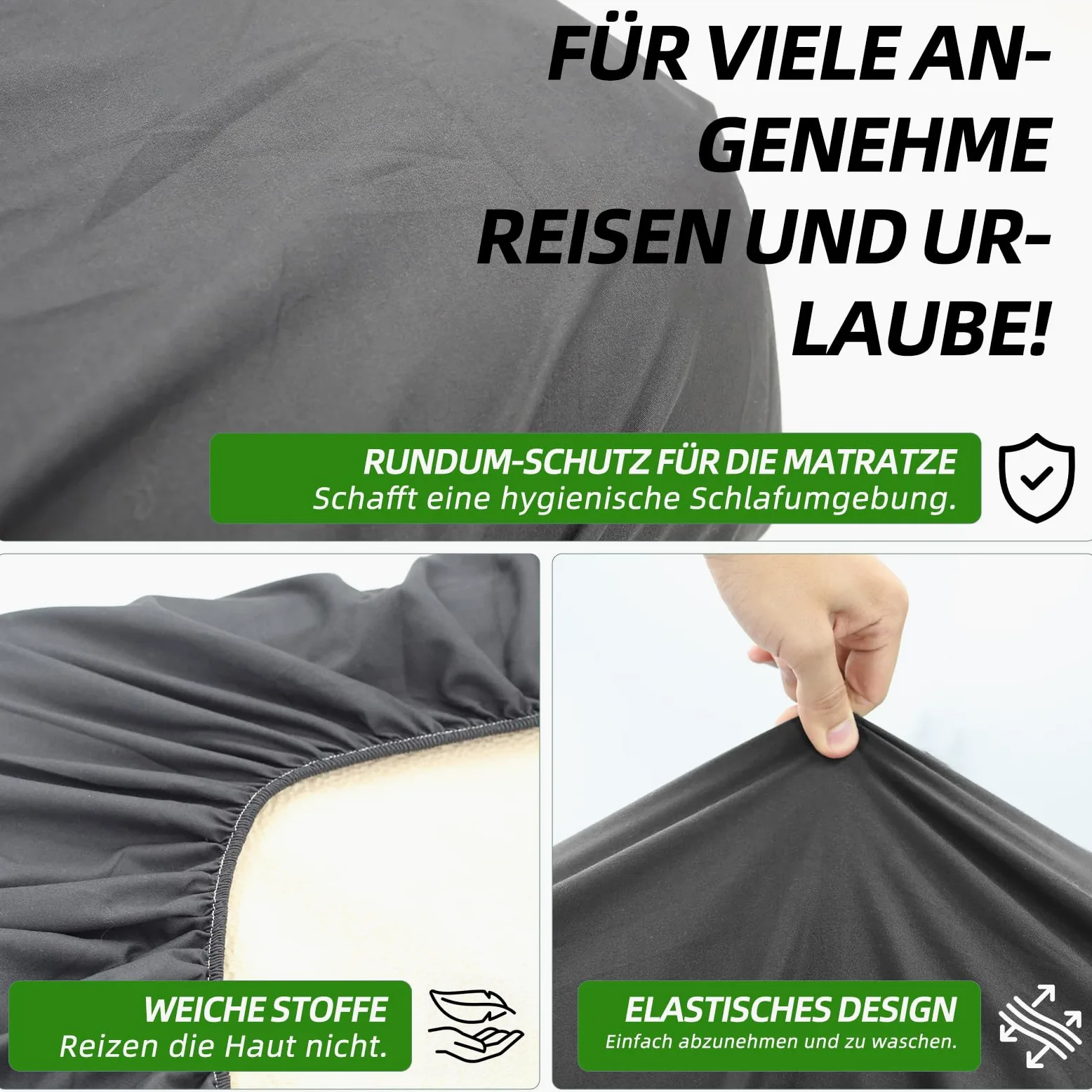 Juego de sábanas bajeras de 4 piezas con colchón central, juego de sábanas para caravana Volkswagen California/Mercedes-Benz Marco Polo/Fiat Ducato (gris humo)