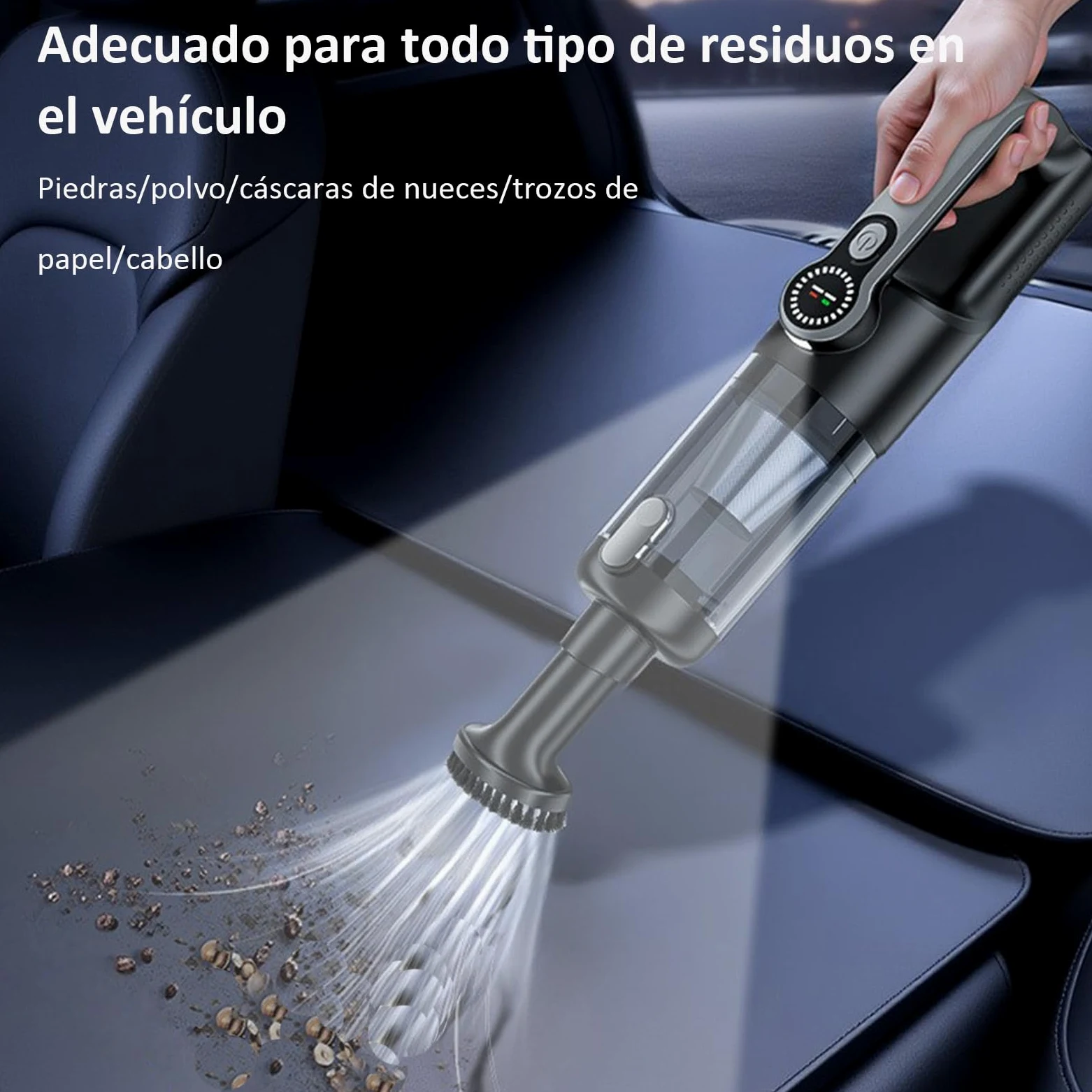 2 En 1 Aspirador de Mano Potente y Soplador Aire Comprimido, 17000Pa Aspiradora sin Cable Coche, Descarga de Polvo Automática con un Toque, 2 Niveles, Ideal para Pelo de Mascotas, Coche, Hogar