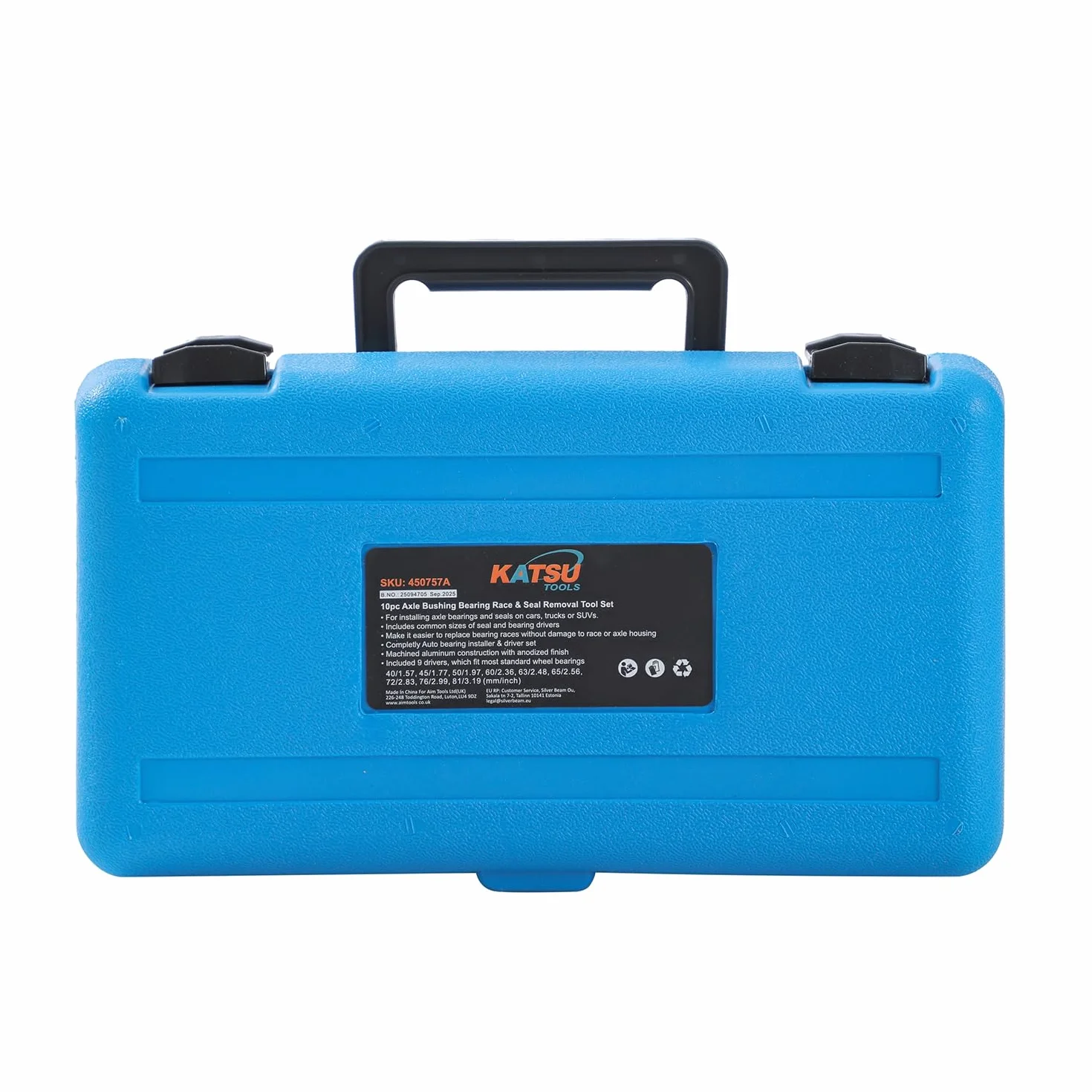 KATSU 10PCs Herramientas de Aluminio para rodamientos de Eje y Sellado con Funda de Transporte, Kit Universal para Rodamientos de Ruedas de Coche Arrancador Extractor 450757A