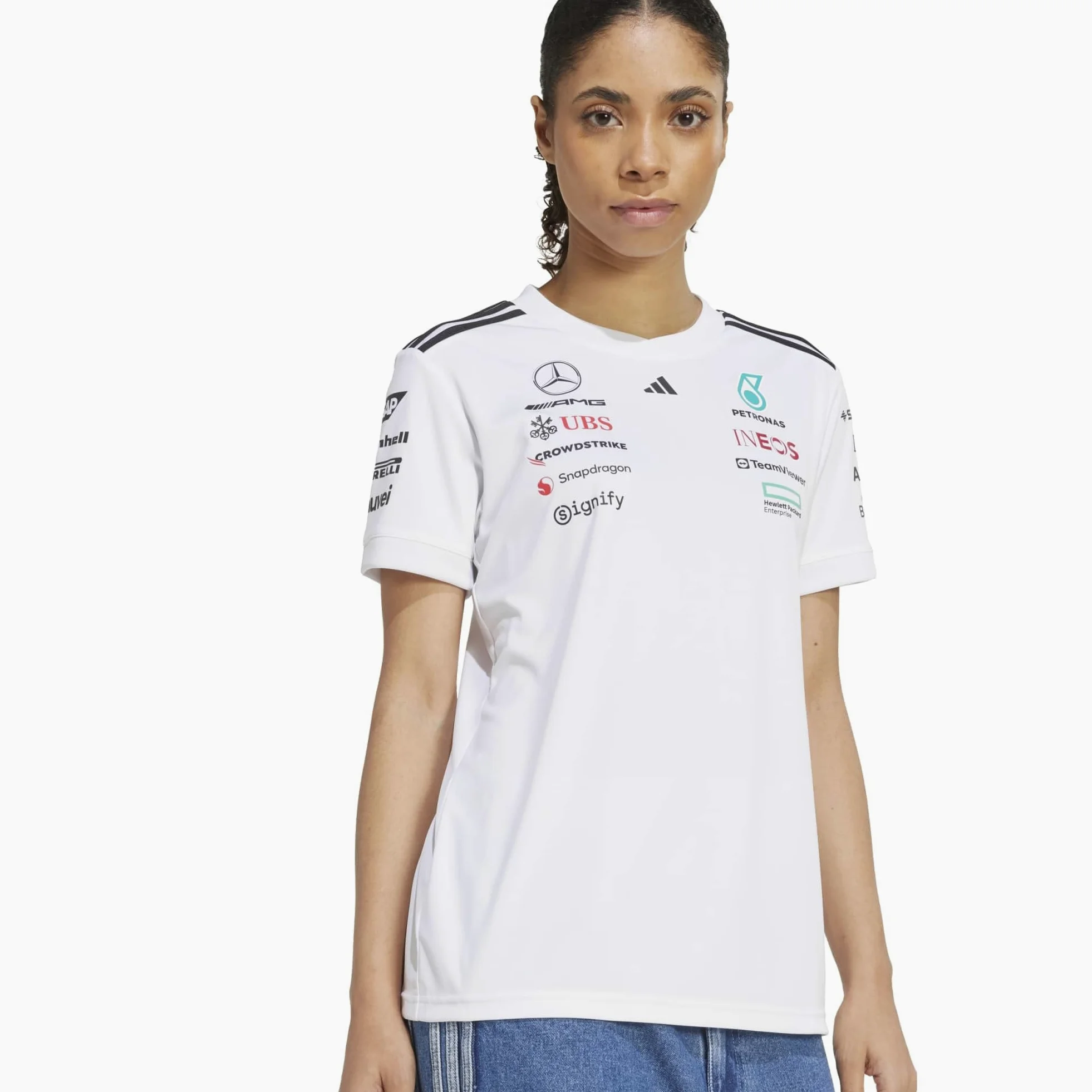adidas Mercedes - Amg Petronas Formula One Team Driver Jersey White Women Camiseta (Manga Corta) Mujer (Pack de 1)