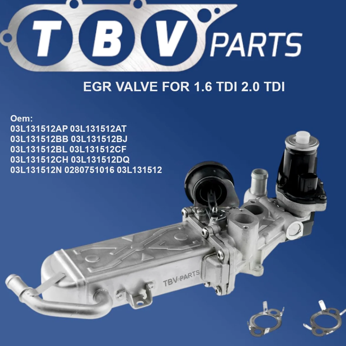 Válvula EGR de Recirculación de Gases – Compatible con motores 1.6/2.0 TDI – Referencias OEM 03L131512CF 03L131512CH 03L131512DQ 03L131512N 03L131512AP