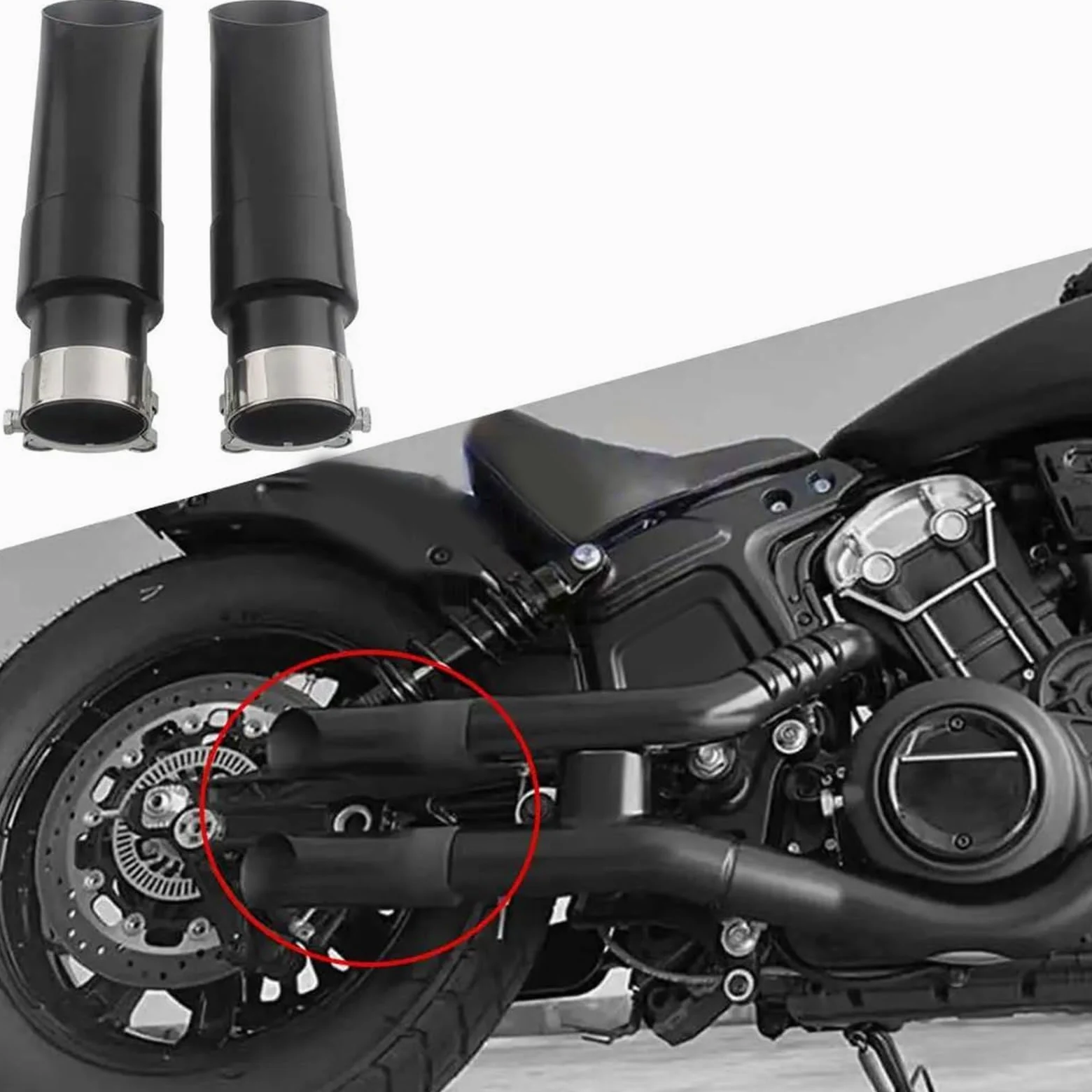 Tubos De Escape con Silenciador Accesorios para Motocicleta Tubo Doble Salida Aleación Acero para Indian Scout Bobber 2018-2024