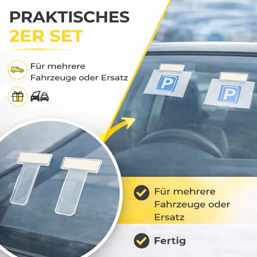 TK Gruppe Timo Klingler Juego de 2 Pinzas para Billetes de Aparcamiento - Soporte de Parabrisas para información de Aparcamiento - Soporte para Billetes para Coche
