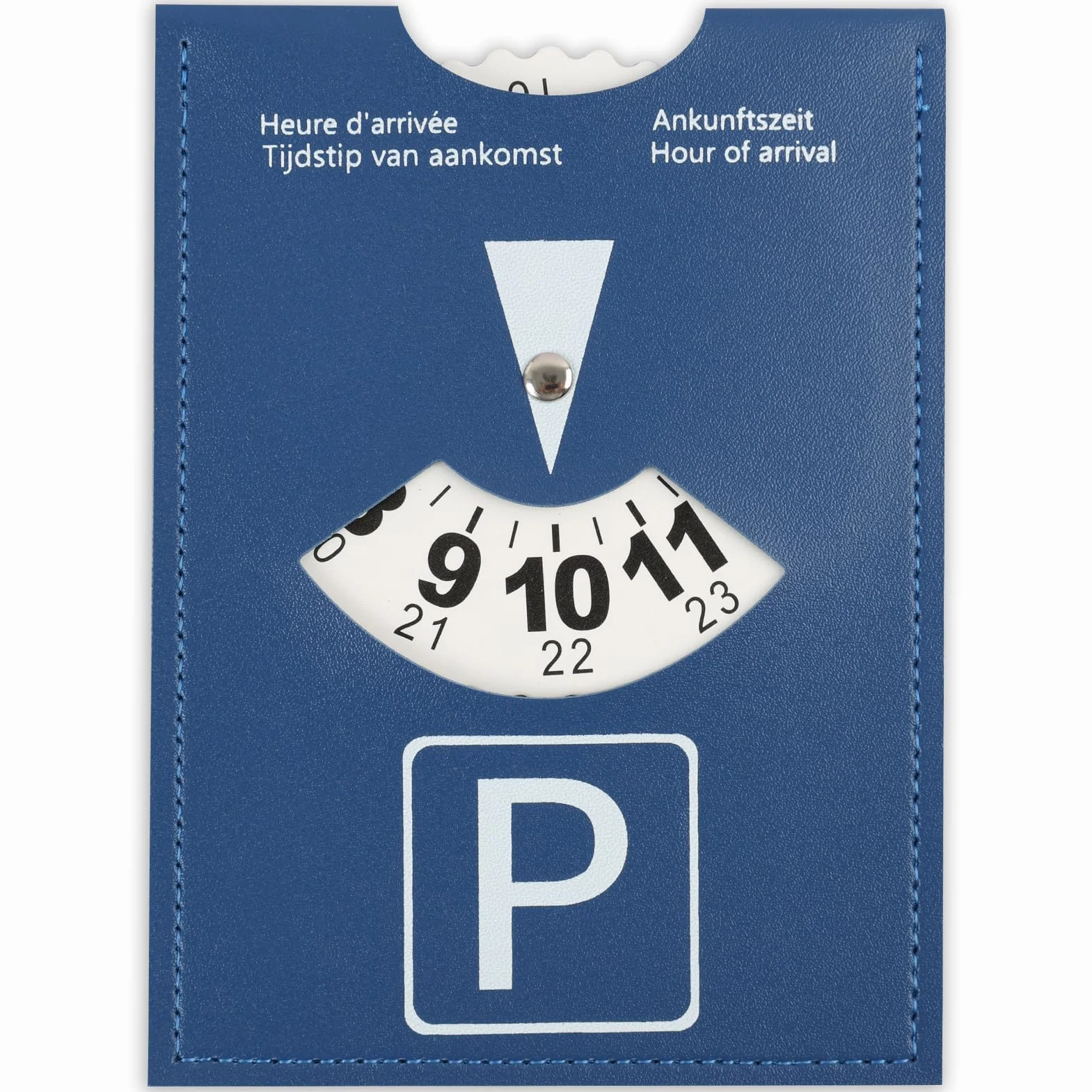 Disco Horario en PU Suave Azul, Modelo Maxi 11x15cm para Zona Azul Europea, Indicador Manual de Hora de Llegada, Disco de Aparcamiento, Accesorios Coche