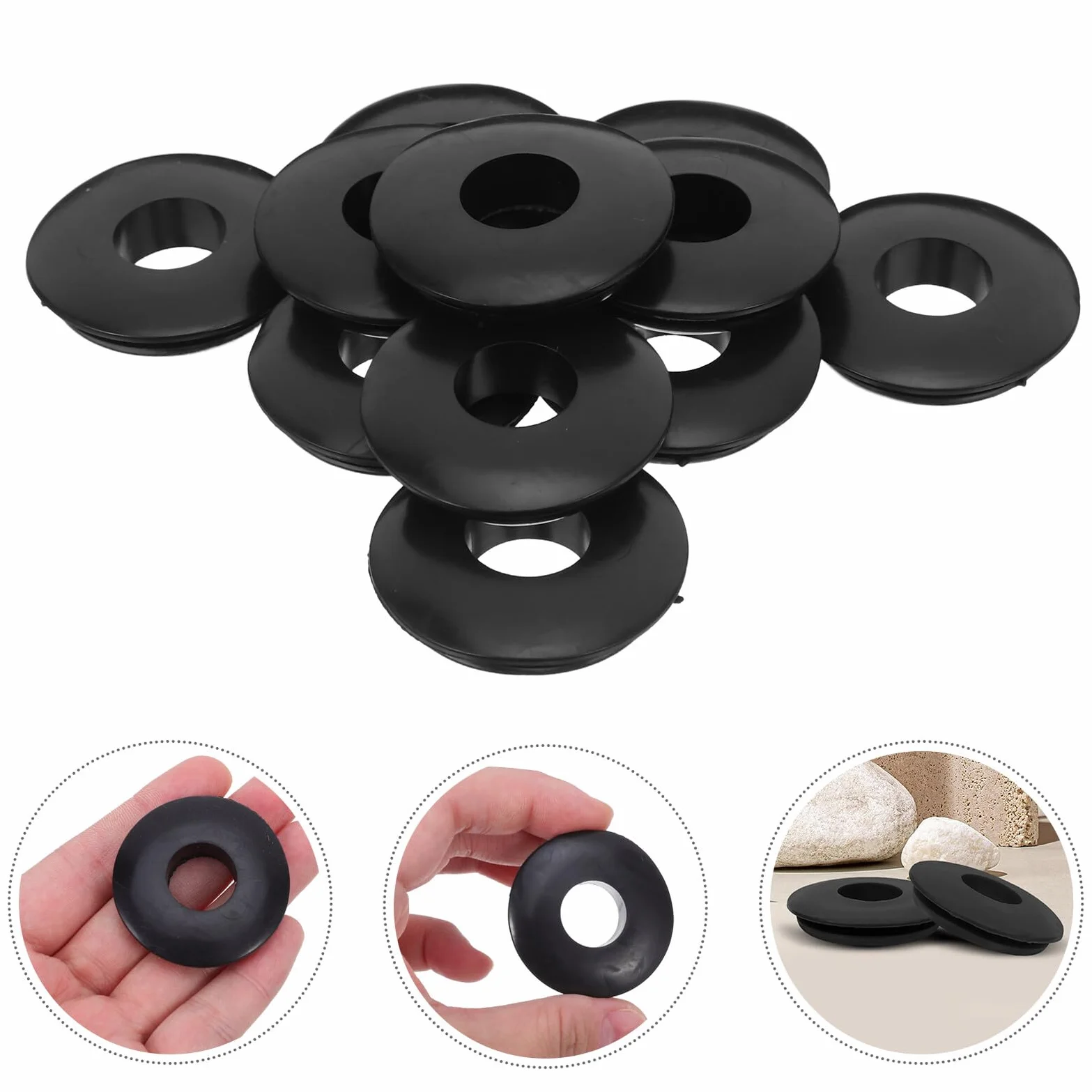 Gatuida Kit de 20 Arandelas de Goma Negras para Juntas de Freno de Aire, Elasticidad y Diseño para Mantenimiento Diario de Sellos en Semirremolques